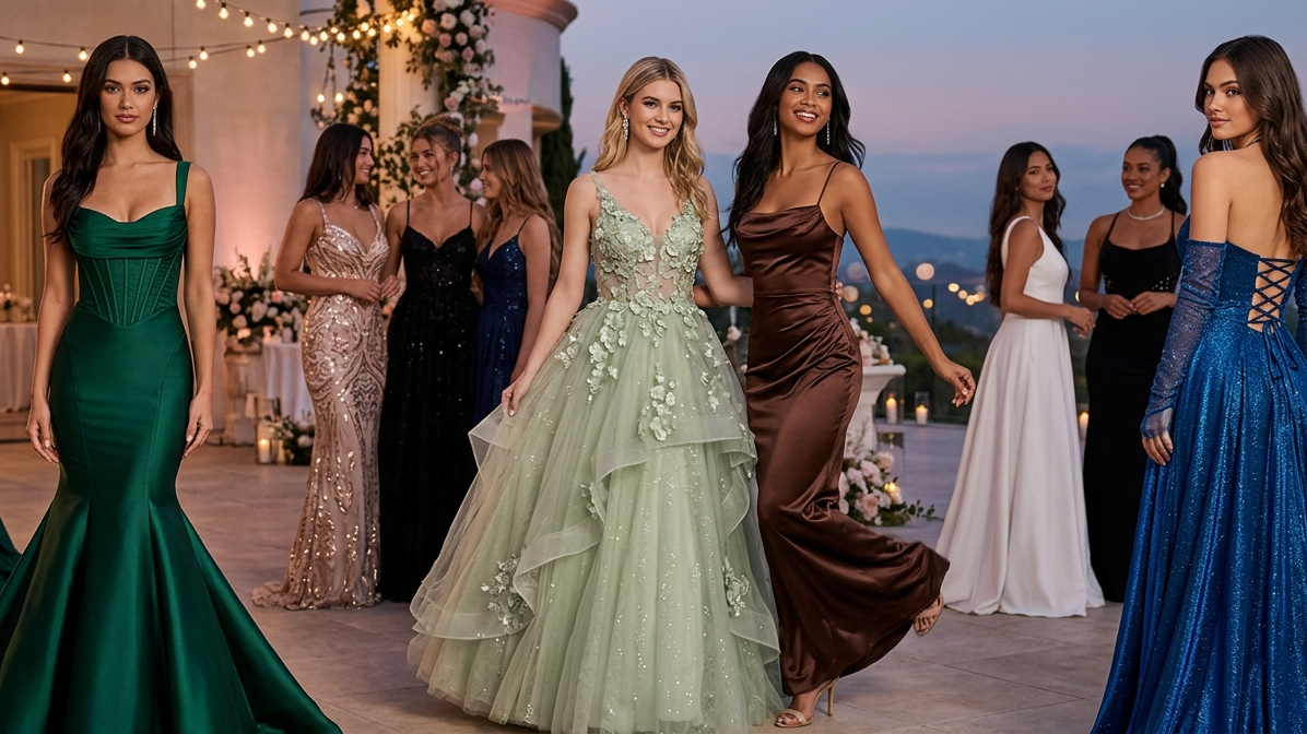 2027 prom dress trends featuring elegant gowns, modern silhouettes, and trending styles for prom and graduation