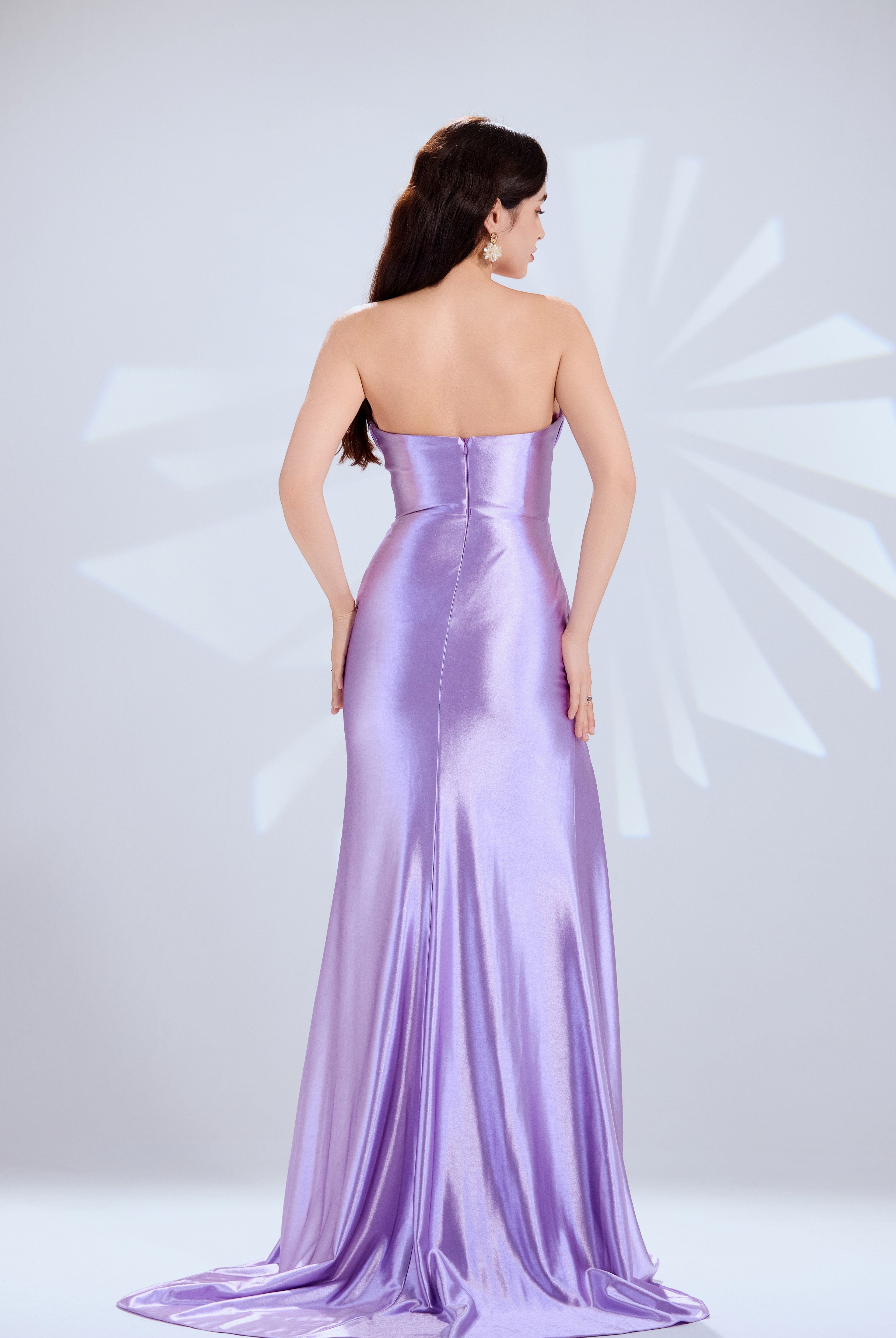 Strapless Draped Satin Mermaid Slit Prom Gown TFB 6012 | blissfulprom
