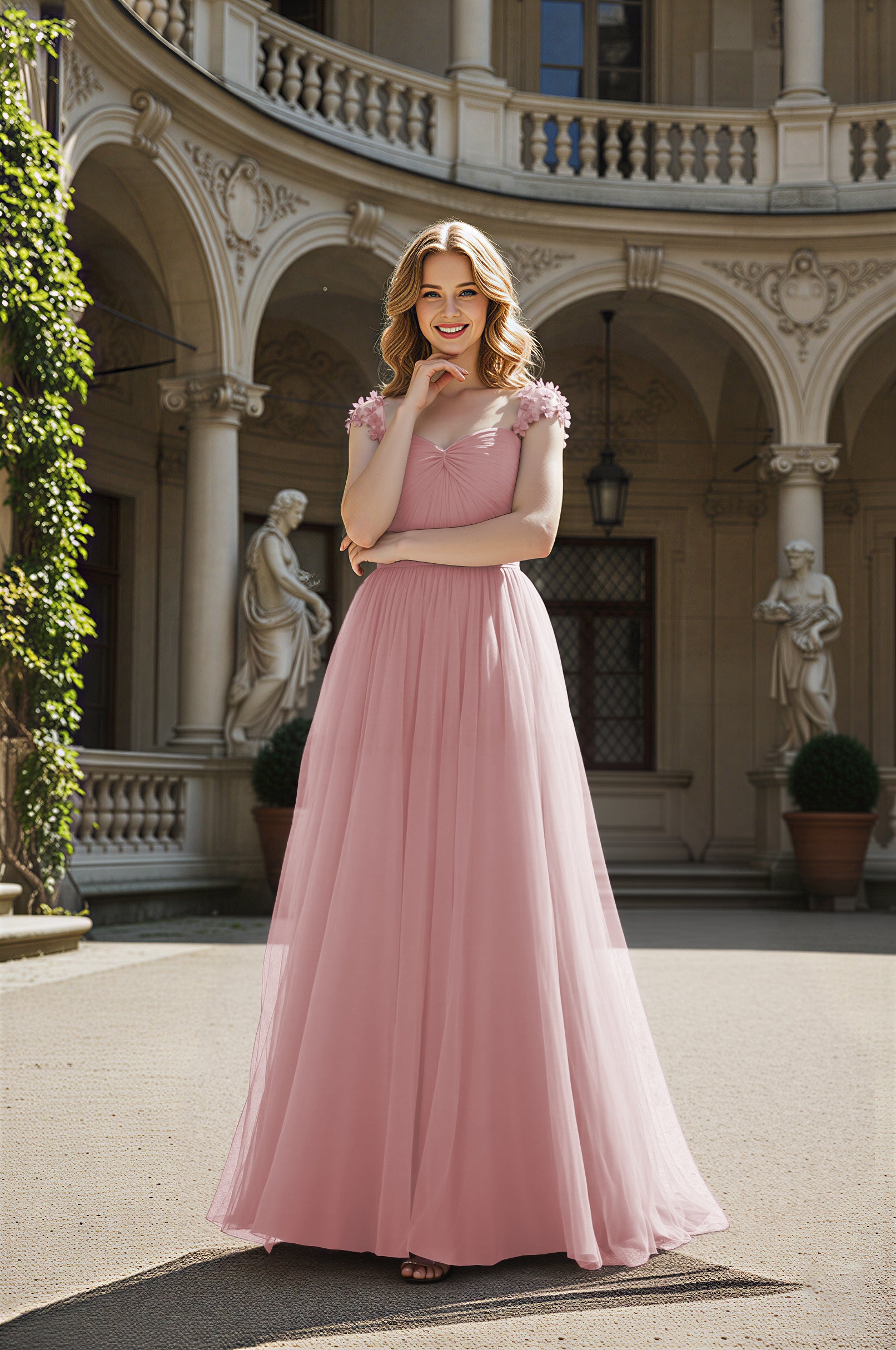 Timeless Bridesmaid Dress - Elegant Boat Neck Design TFB8066