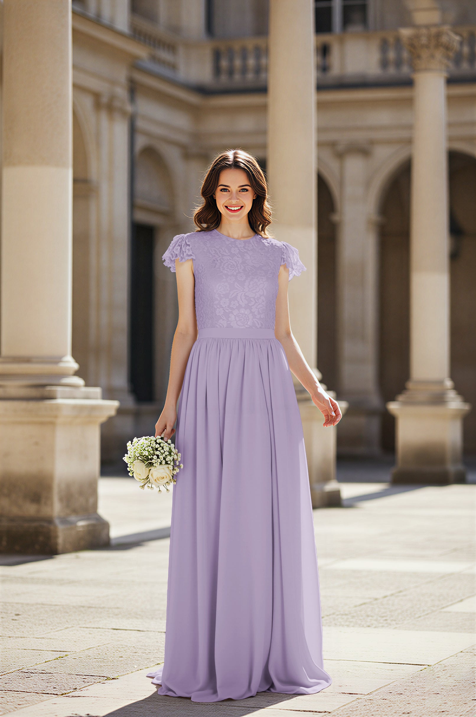 Sweetheart Neckline Bridesmaid Gown - Pleated Waist TFB8065