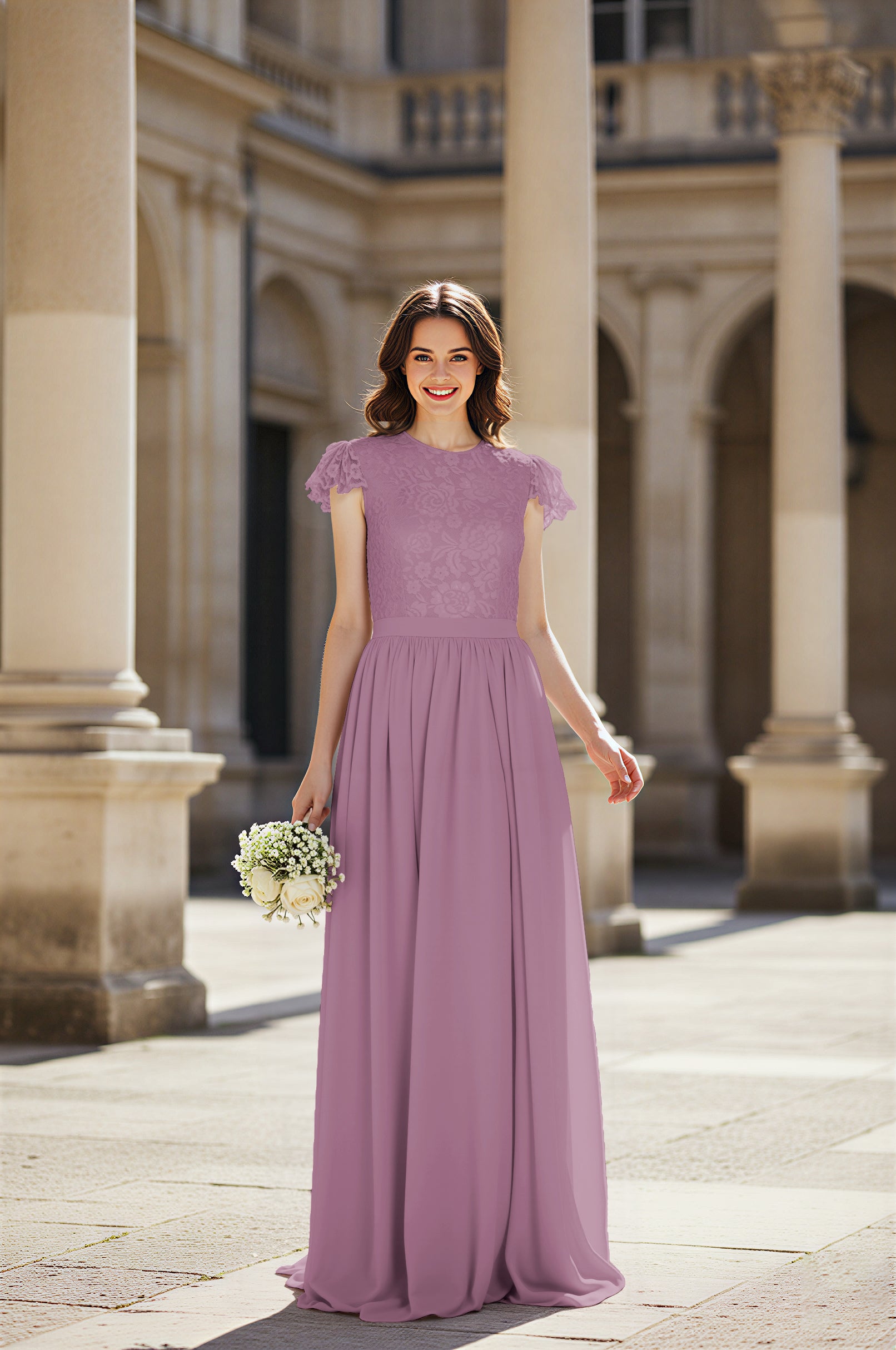 Sweetheart Neckline Bridesmaid Gown - Pleated Waist TFB8065