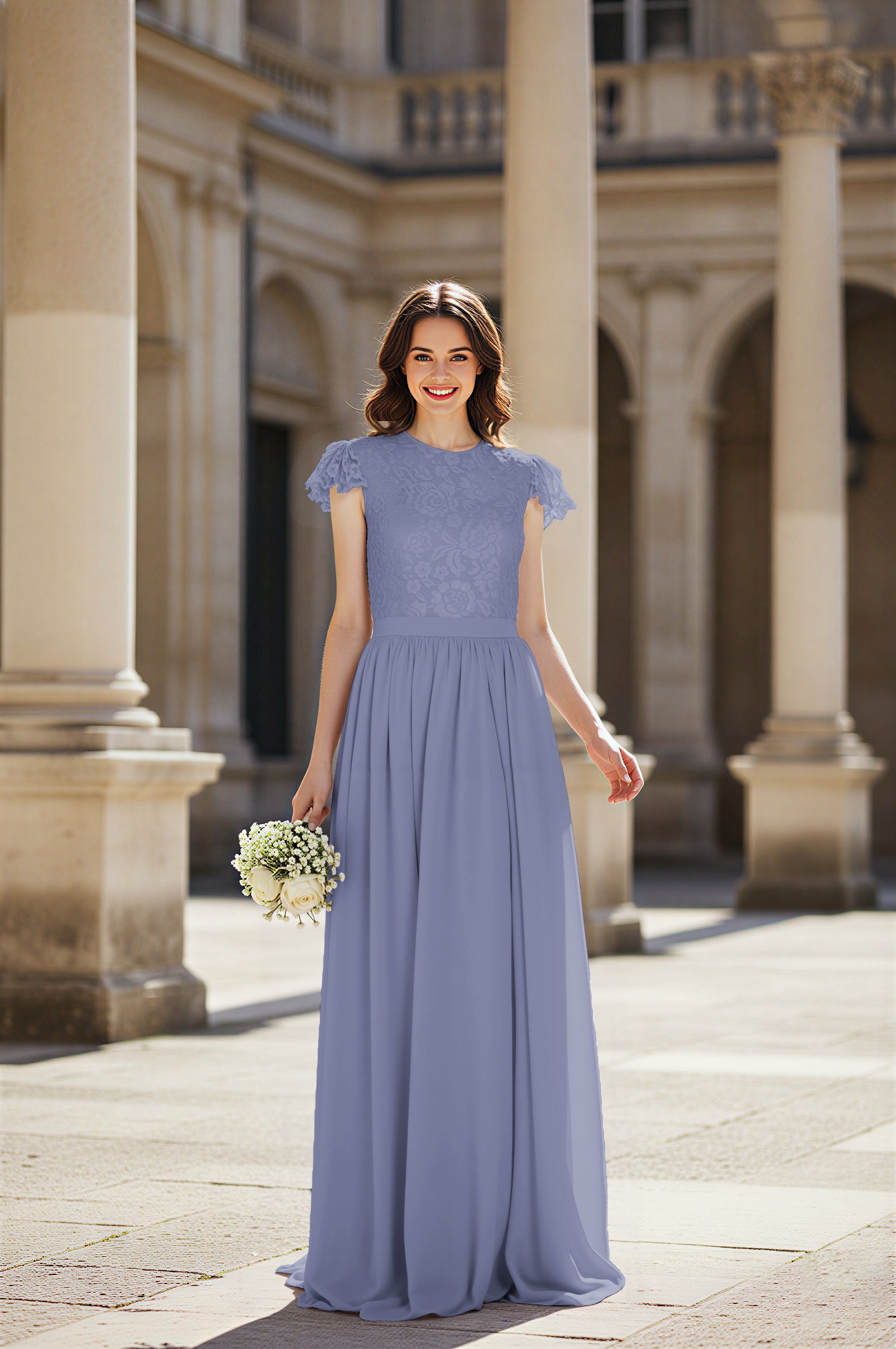 Sweetheart Neckline Bridesmaid Gown - Pleated Waist TFB8065