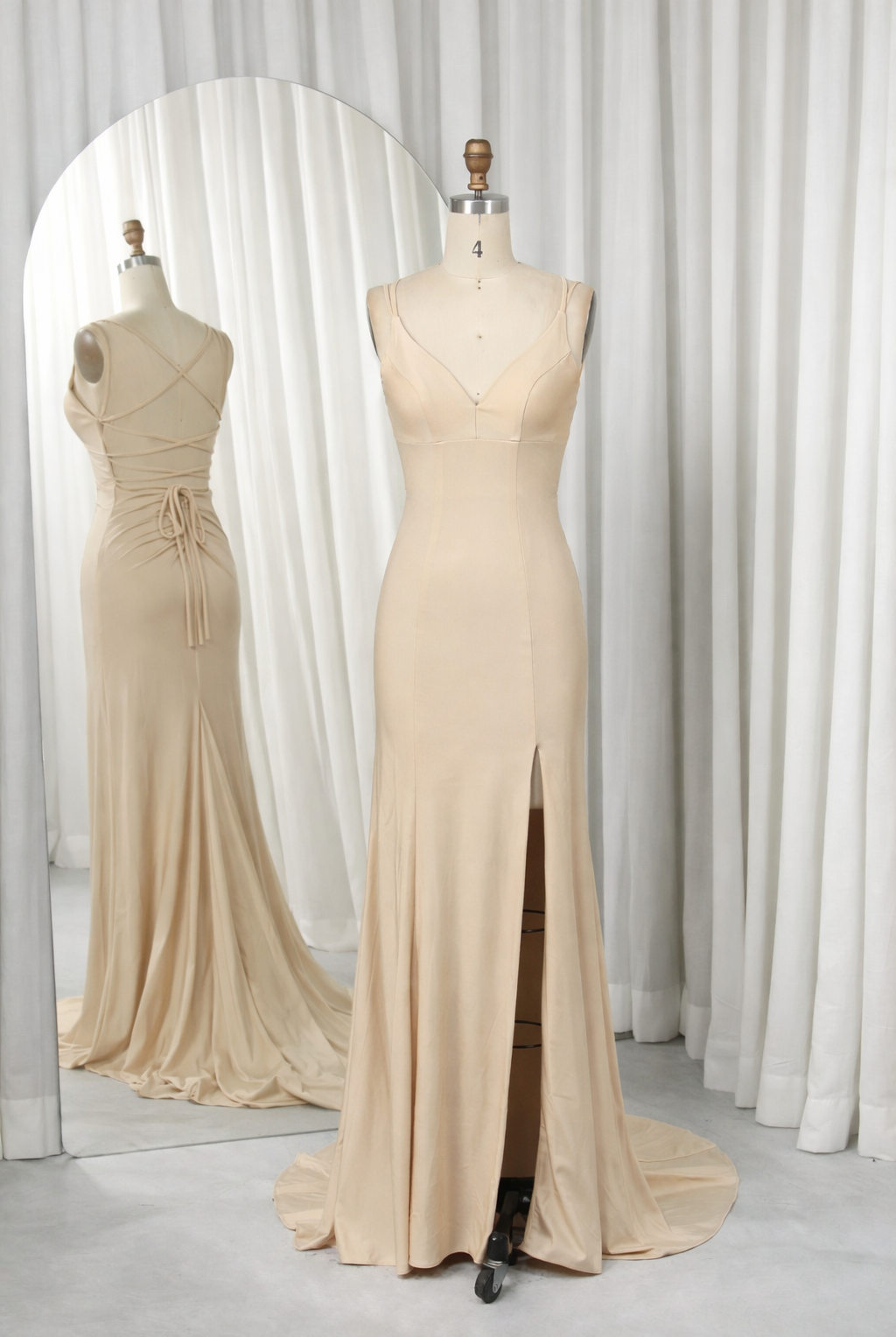 Timeless Grace: Premium Luster Satin Mermaid Gown TFB 8054 | blissfulprom