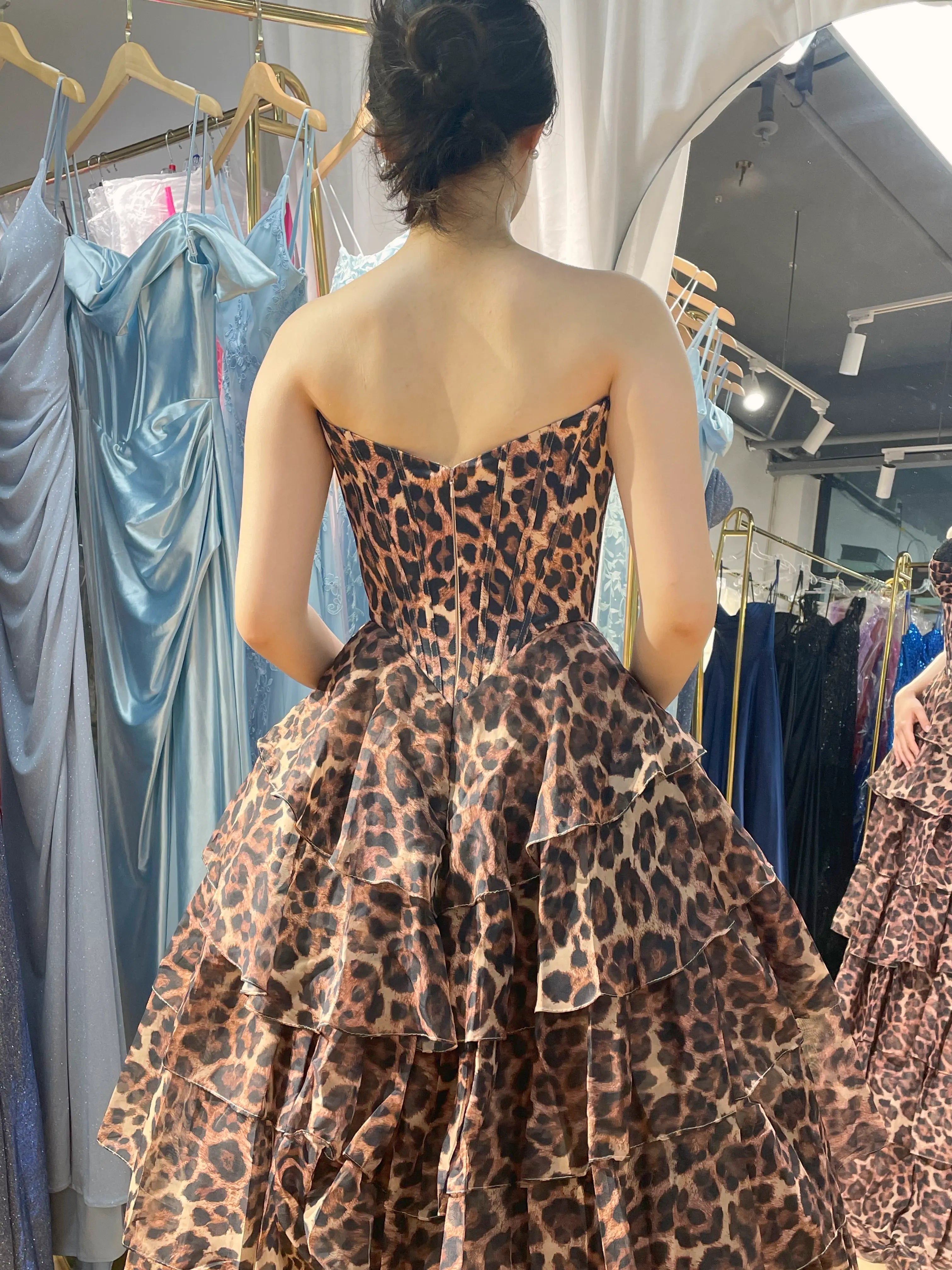 Floral Printed Organza Tiered Ruffle Ball Gown with Sweetheart Corset Bodice - TFB 8075B | blissfulprom