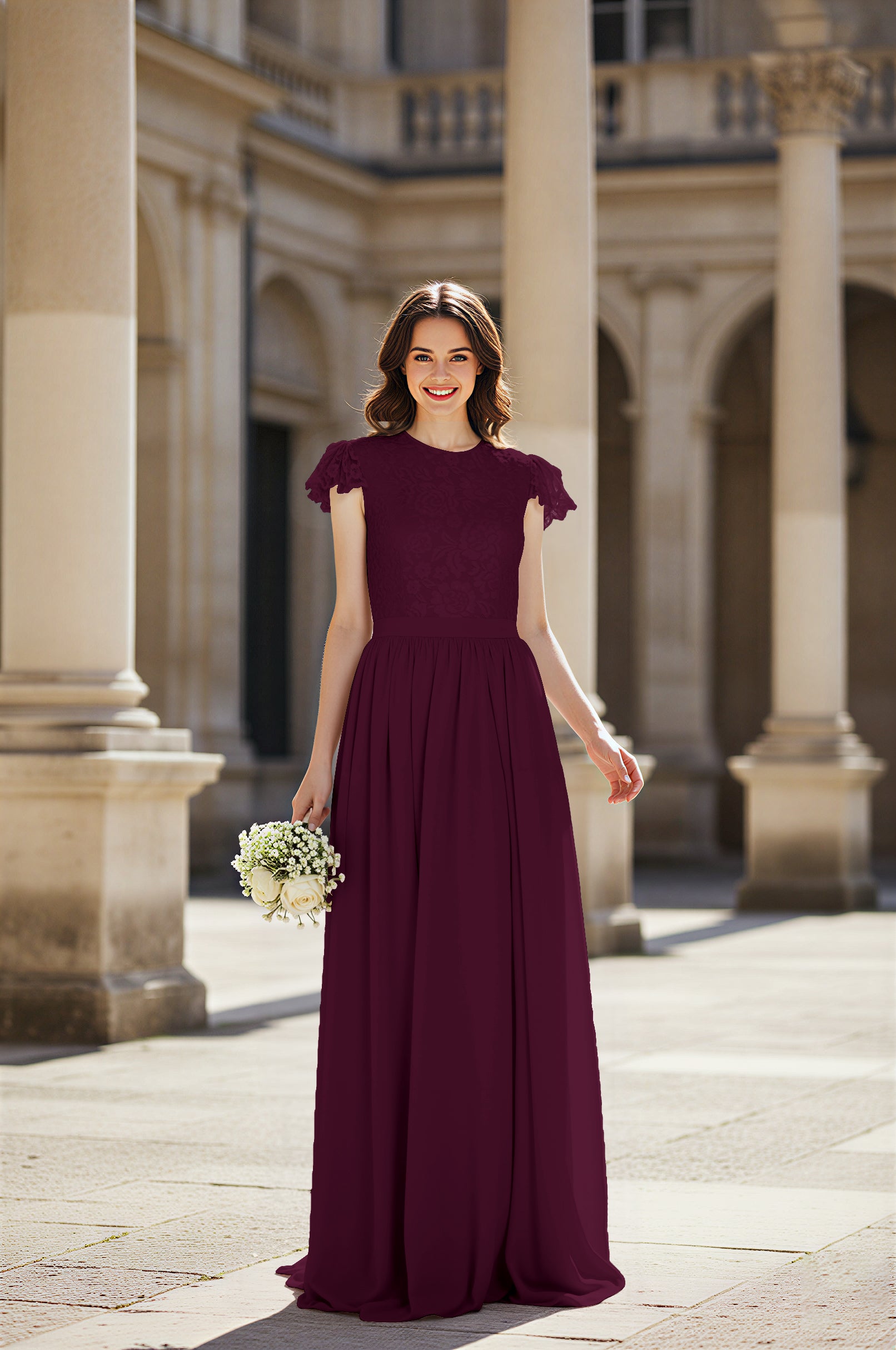 Sweetheart Neckline Bridesmaid Gown - Pleated Waist TFB8065