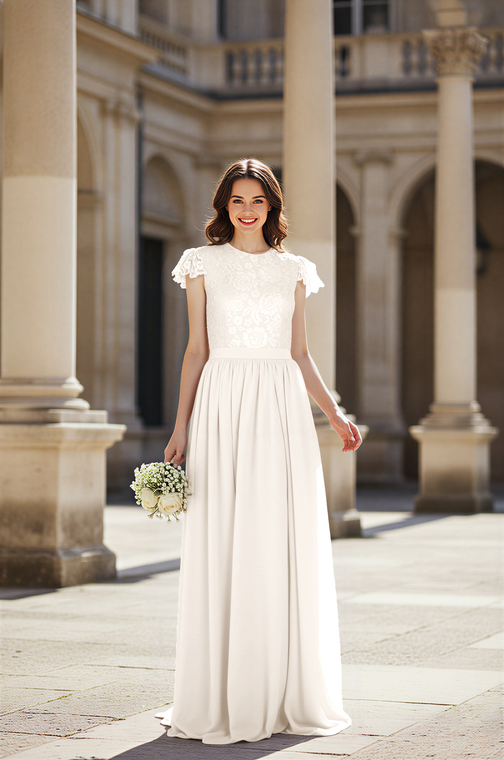 Sweetheart Neckline Bridesmaid Gown - Pleated Waist TFB8065