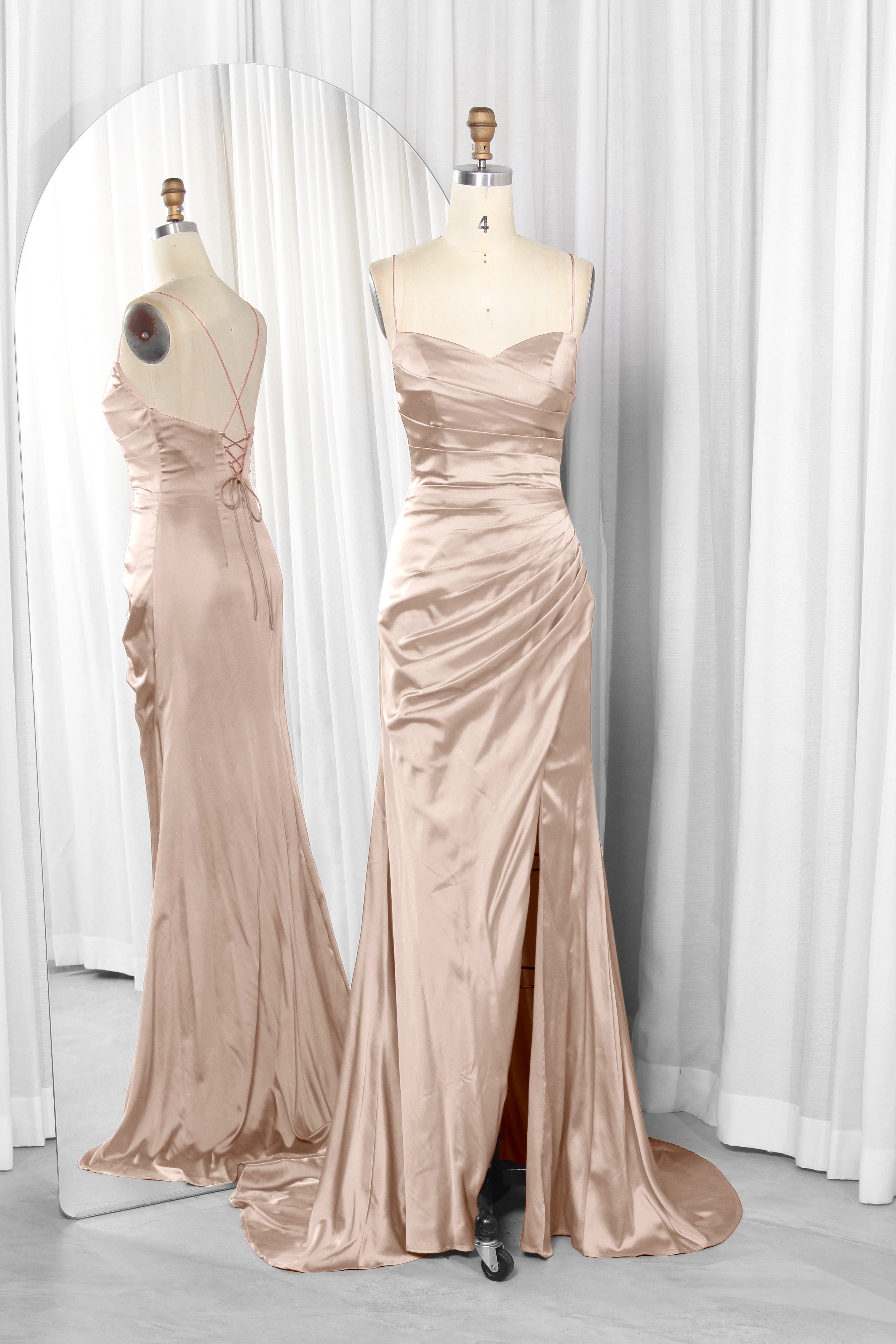 satin dress with spaghetti straps
