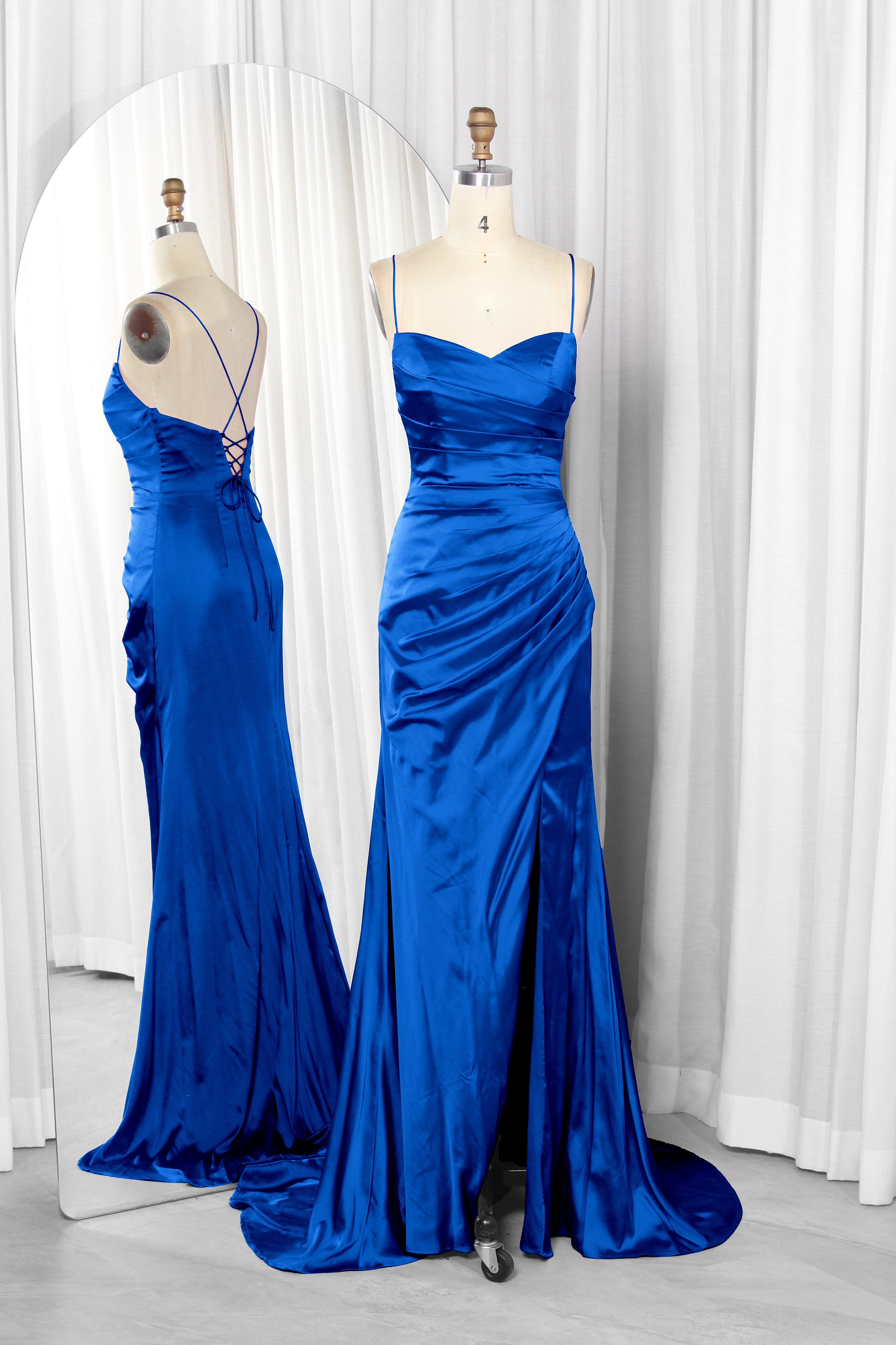 satin dress with spaghetti straps