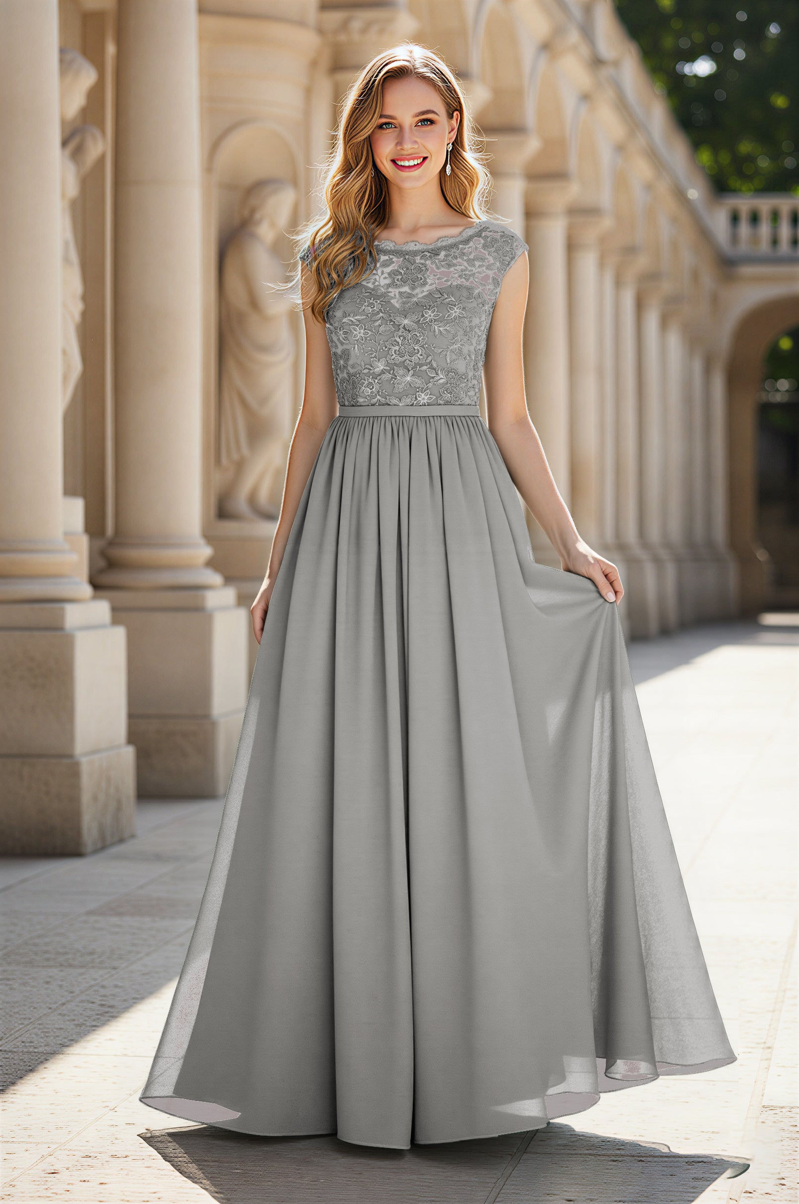 Elegant & Simple Bridesmaid Dress - Round Neck A-Line TFB8072
