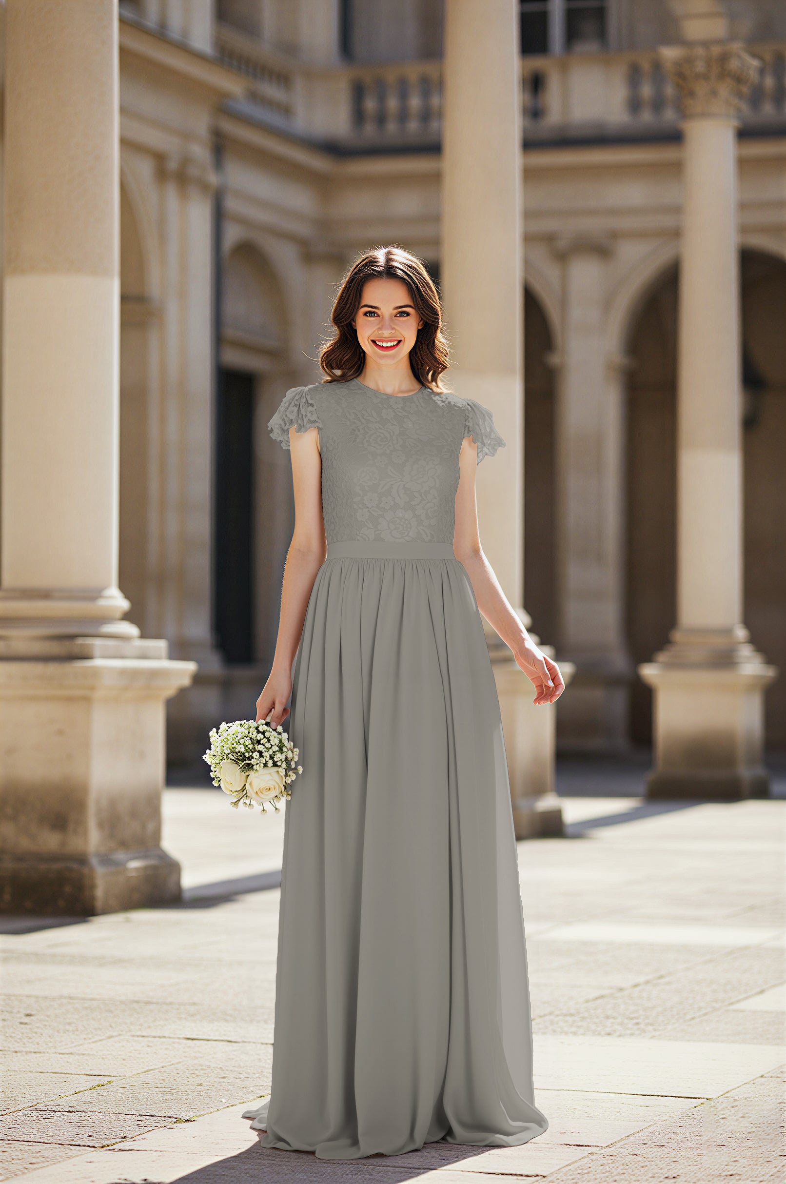 Sweetheart Neckline Bridesmaid Gown - Pleated Waist TFB8065