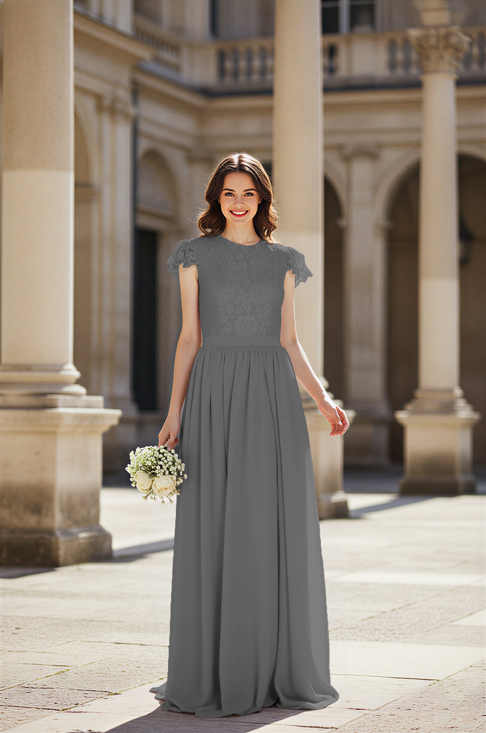 Sweetheart Neckline Bridesmaid Gown - Pleated Waist TFB8065
