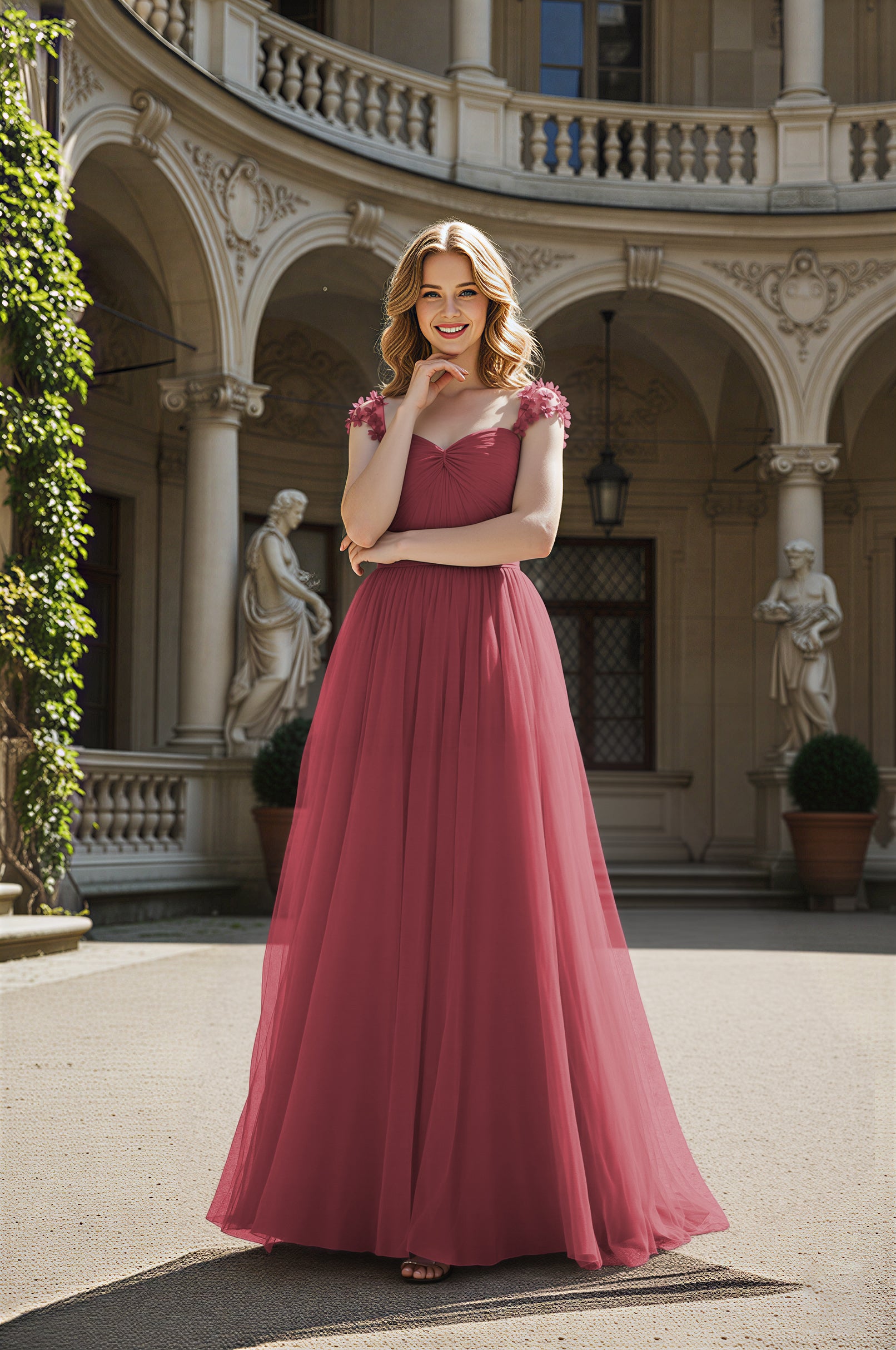Timeless Bridesmaid Dress - Elegant Boat Neck Design TFB8066