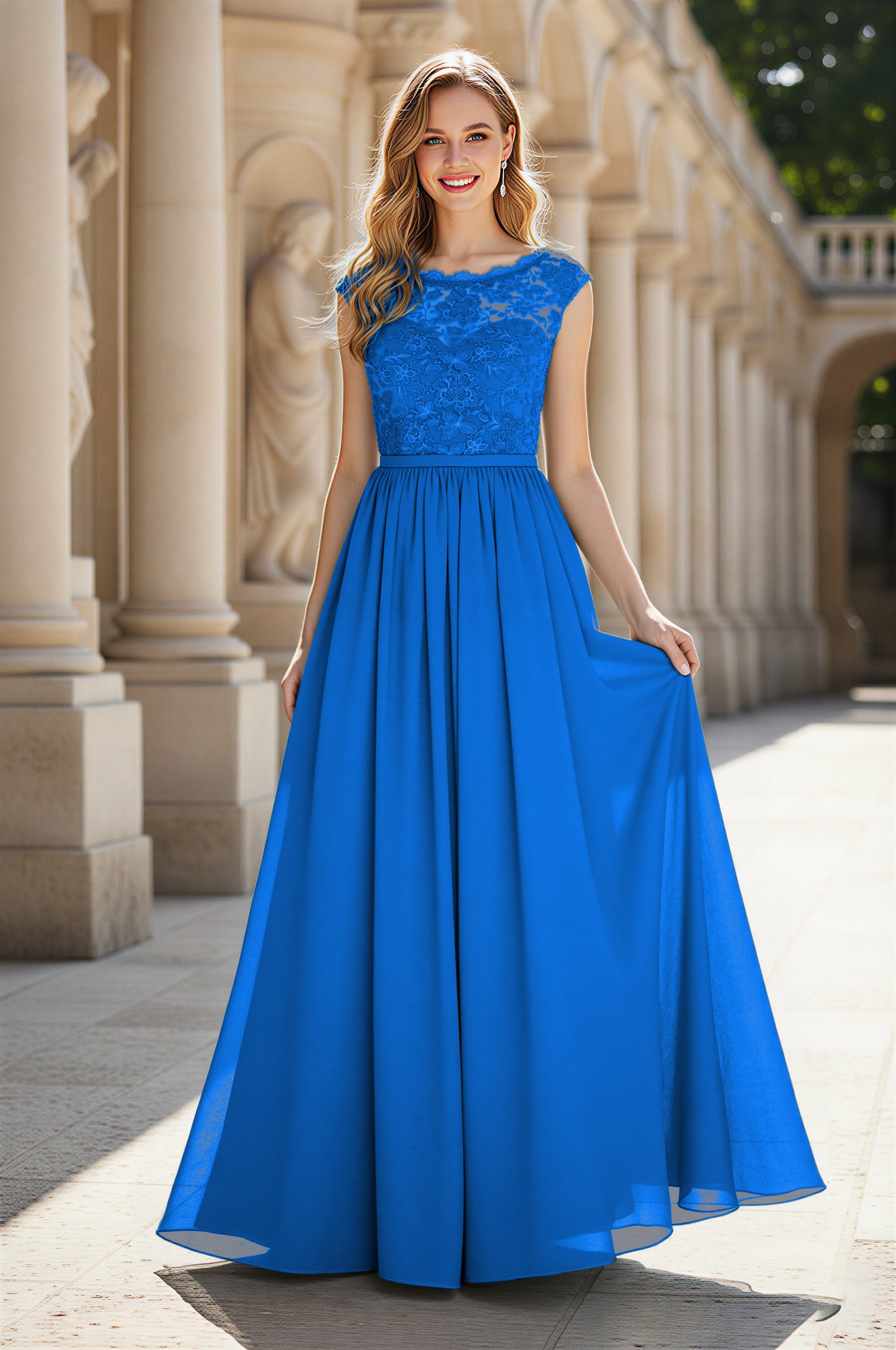 Elegant & Simple Bridesmaid Dress - Round Neck A-Line TFB8072