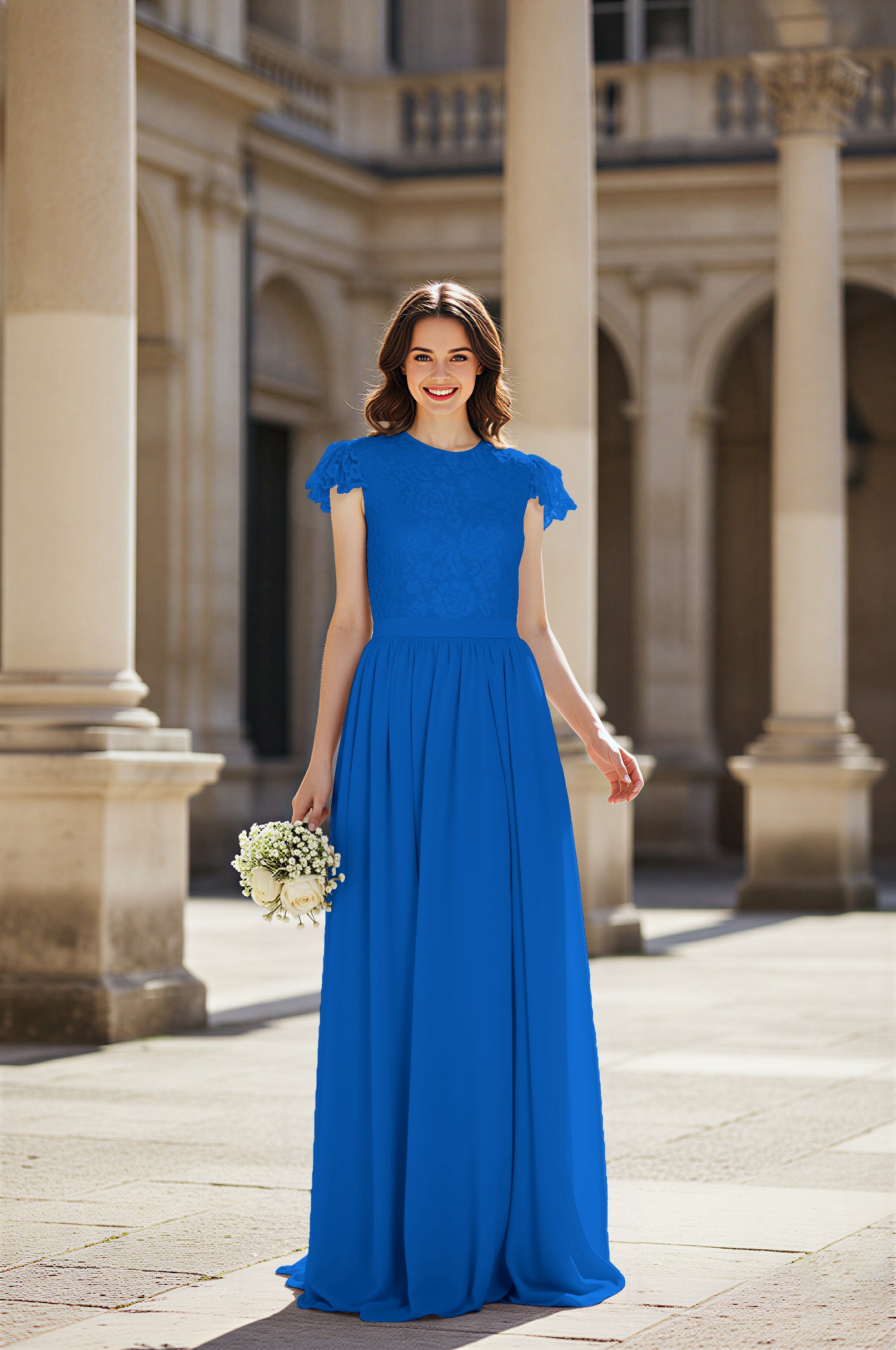 Sweetheart Neckline Bridesmaid Gown - Pleated Waist TFB8065