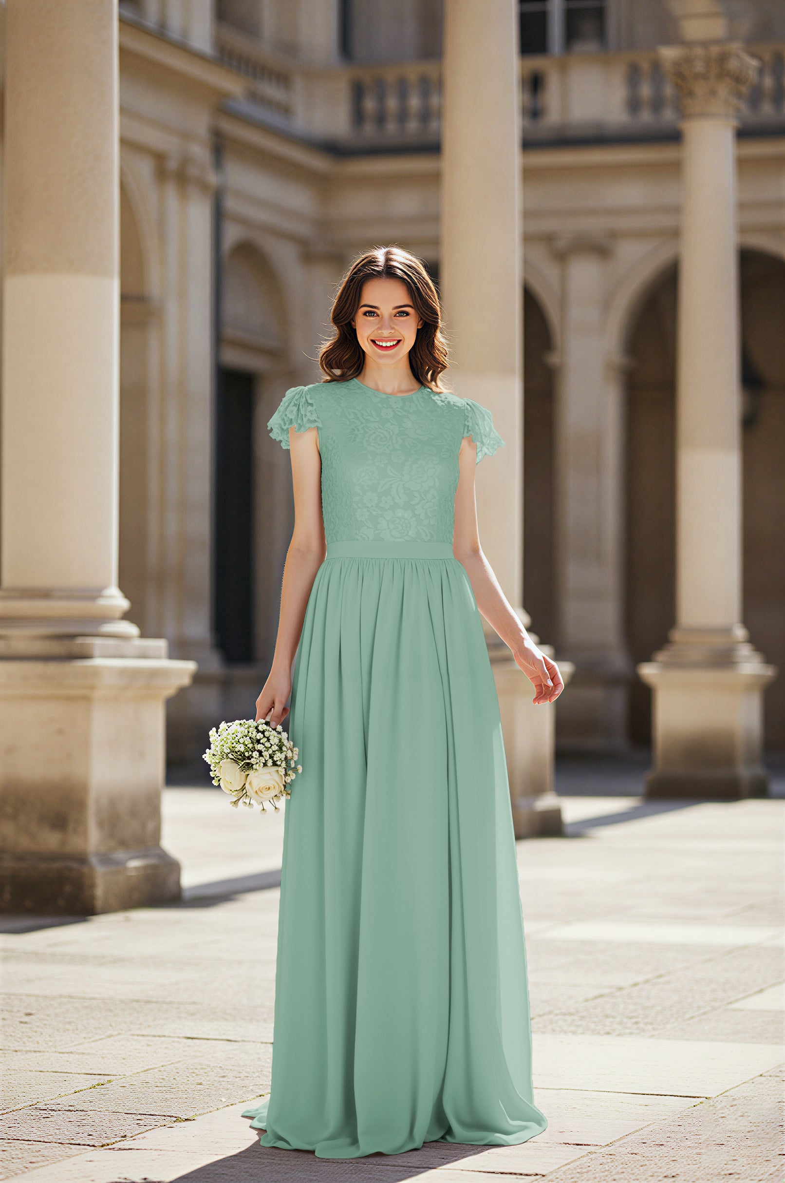 Sweetheart Neckline Bridesmaid Gown - Pleated Waist TFB8065