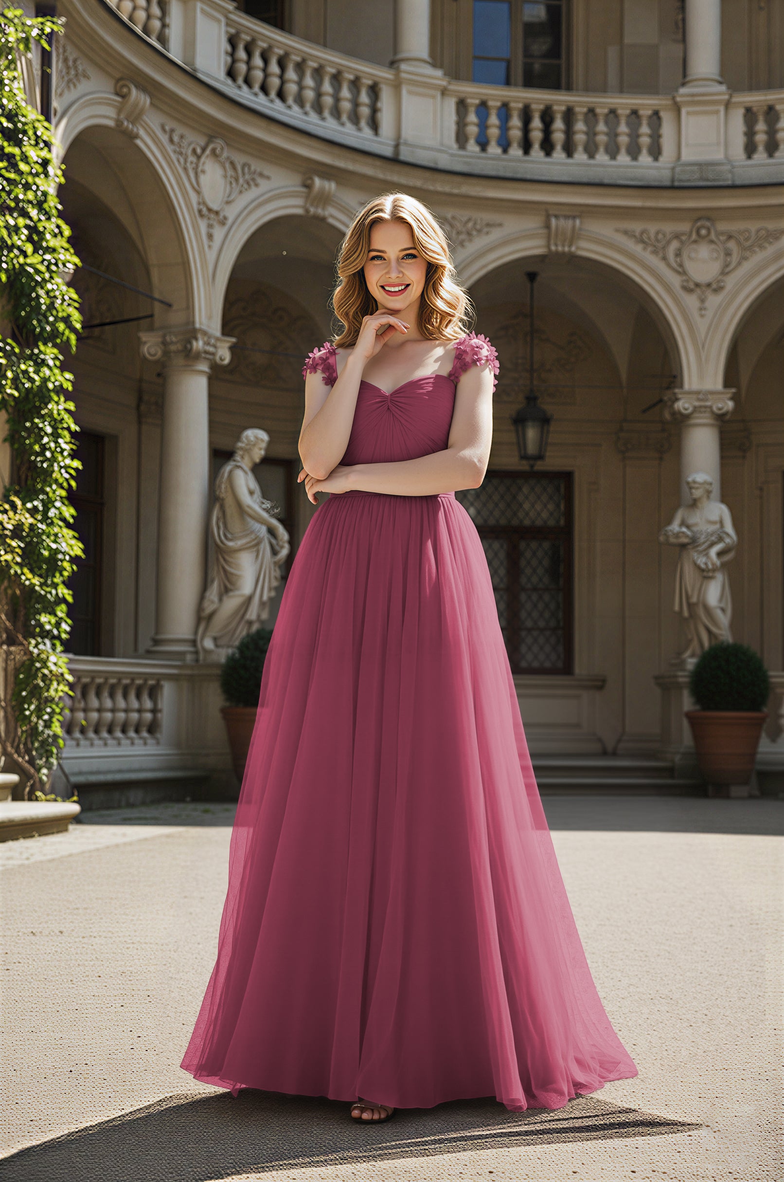 Timeless Bridesmaid Dress - Elegant Boat Neck Design TFB8066