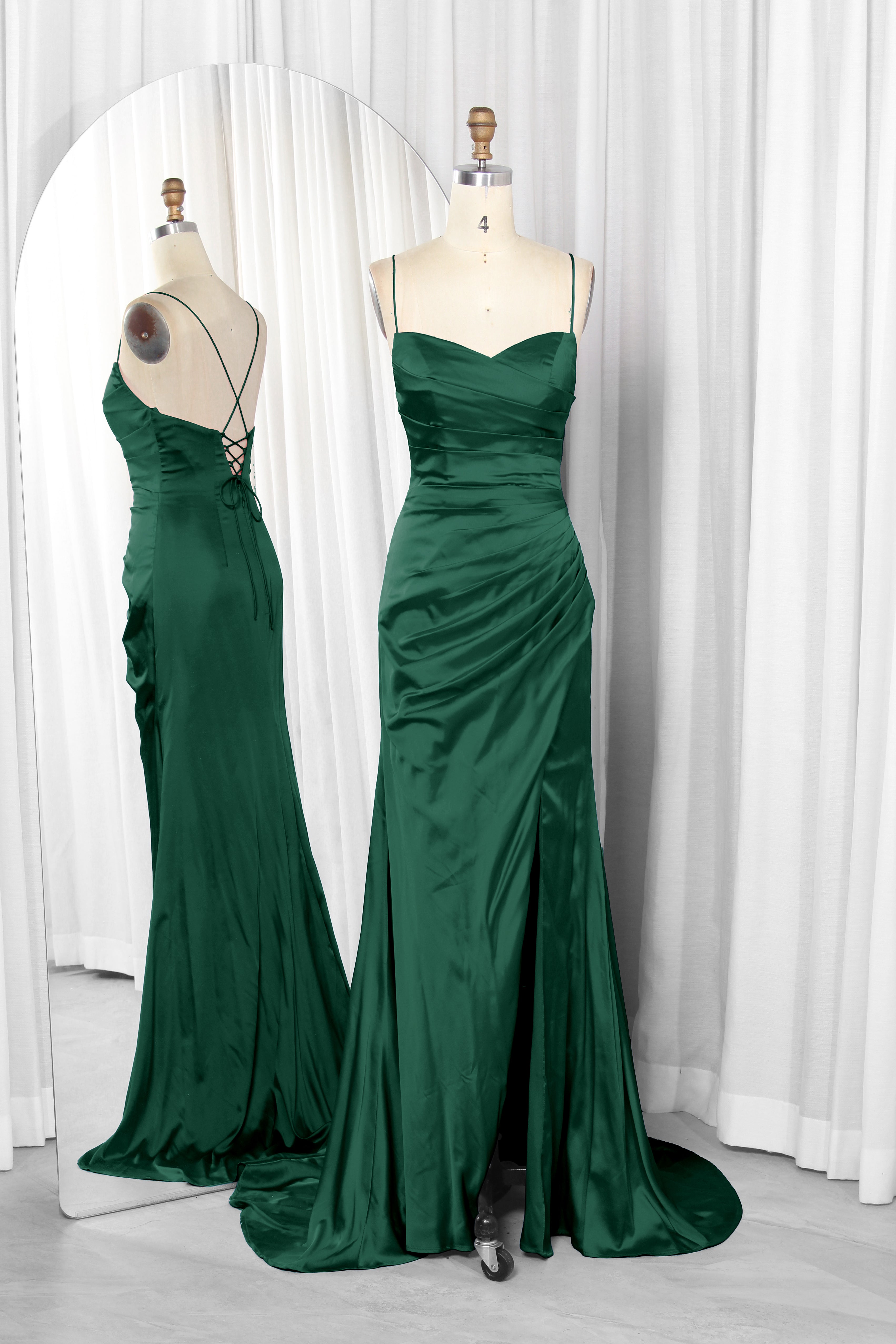 satin dress with spaghetti straps