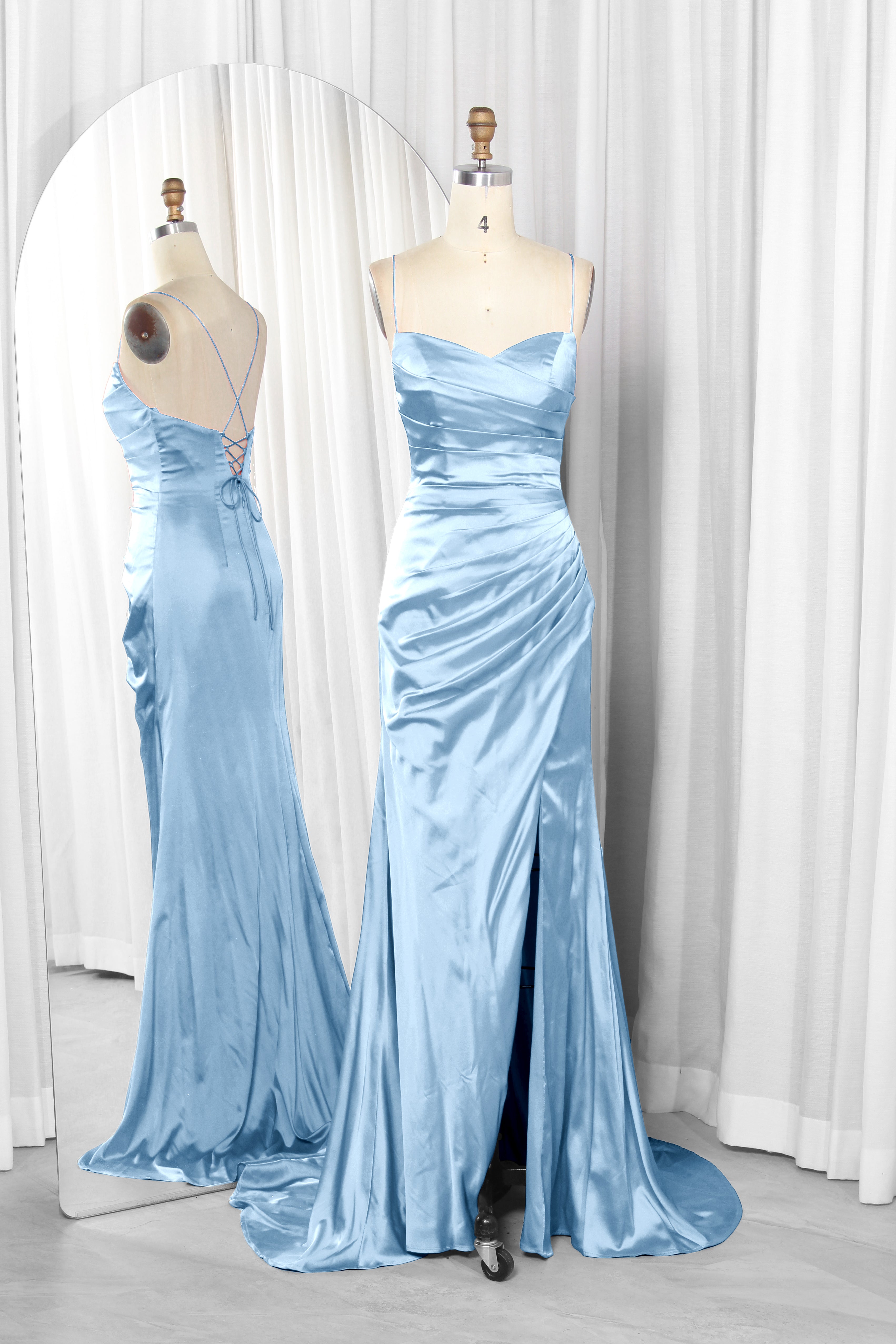 satin dress with spaghetti straps