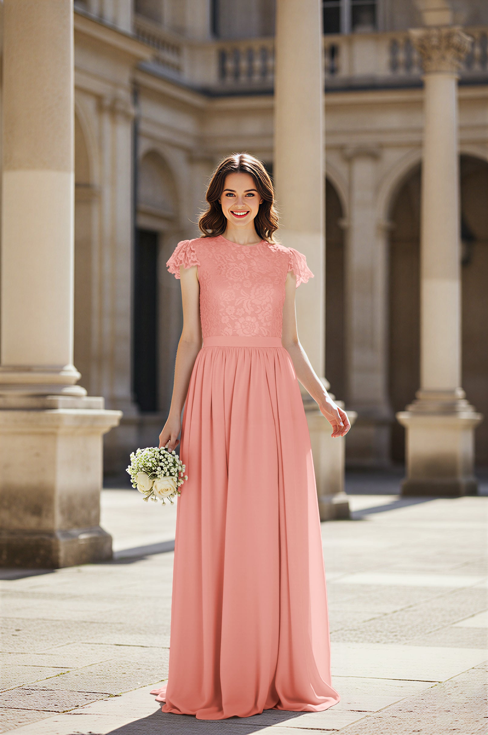 Sweetheart Neckline Bridesmaid Gown - Pleated Waist TFB8065