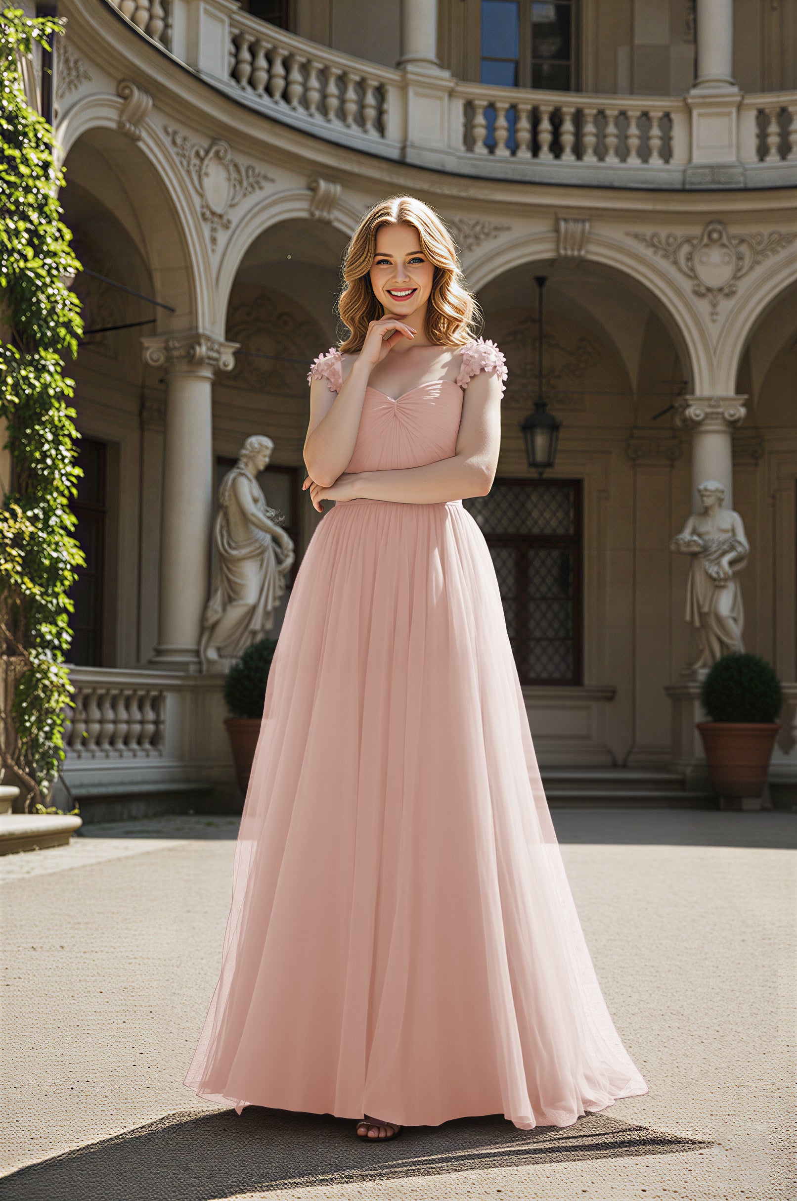 Timeless Bridesmaid Dress - Elegant Boat Neck Design TFB8066