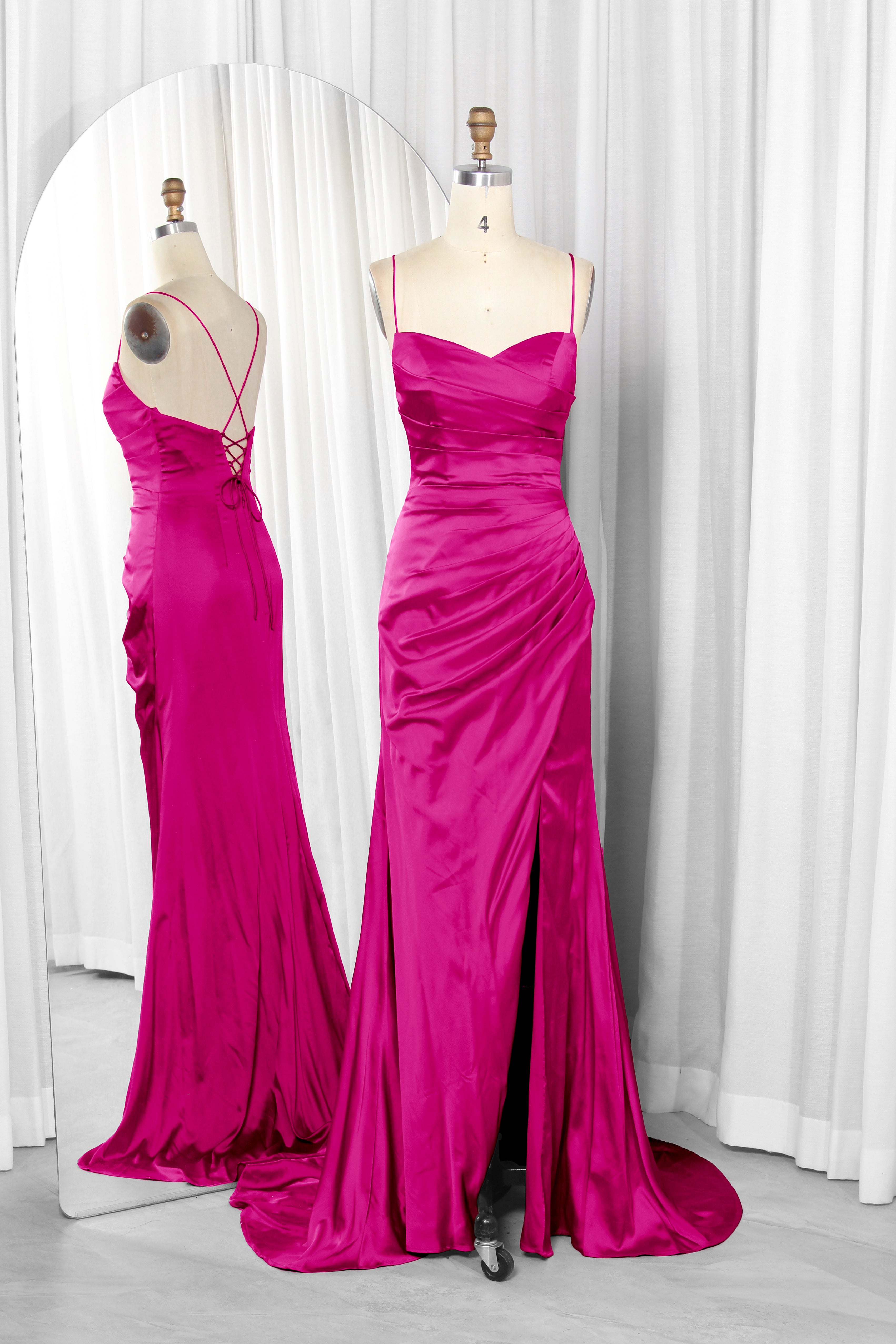 satin dress with spaghetti straps