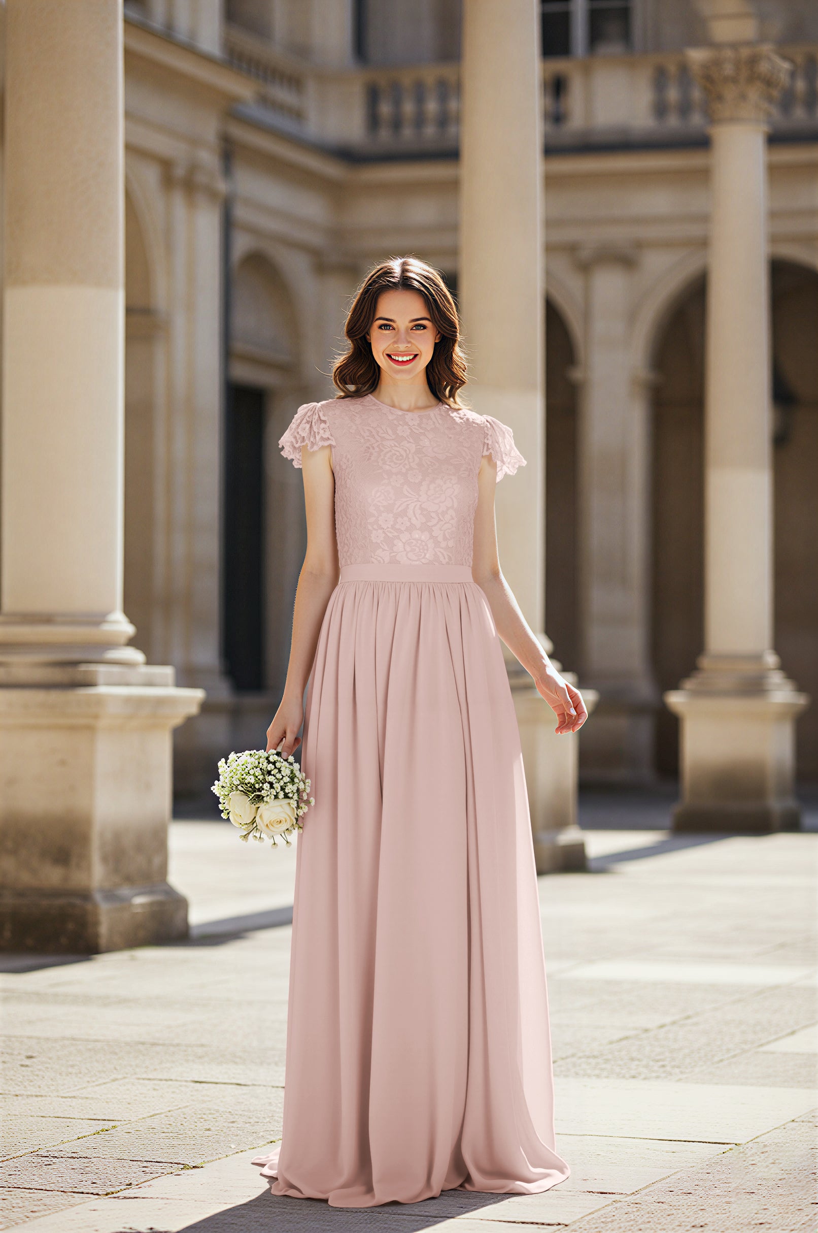 Sweetheart Neckline Bridesmaid Gown - Pleated Waist TFB8065