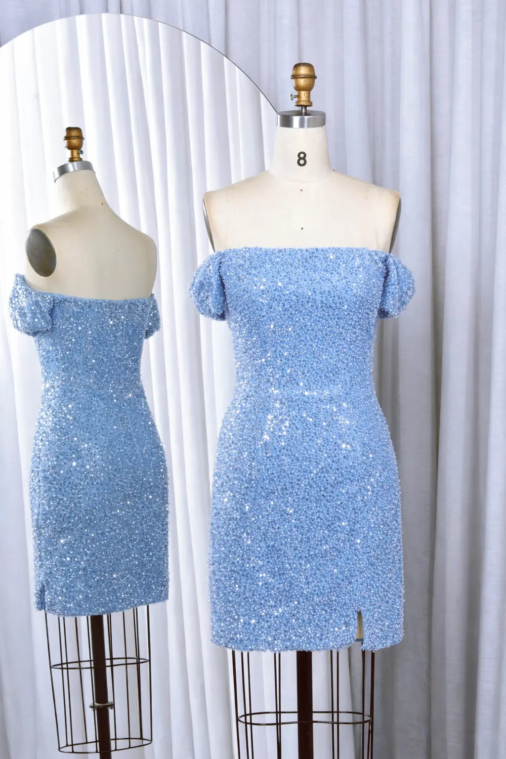 Charming Off-Shoulder Beaded Homecoming Dress with Side Slit - TFB 5011 | blissfulprom