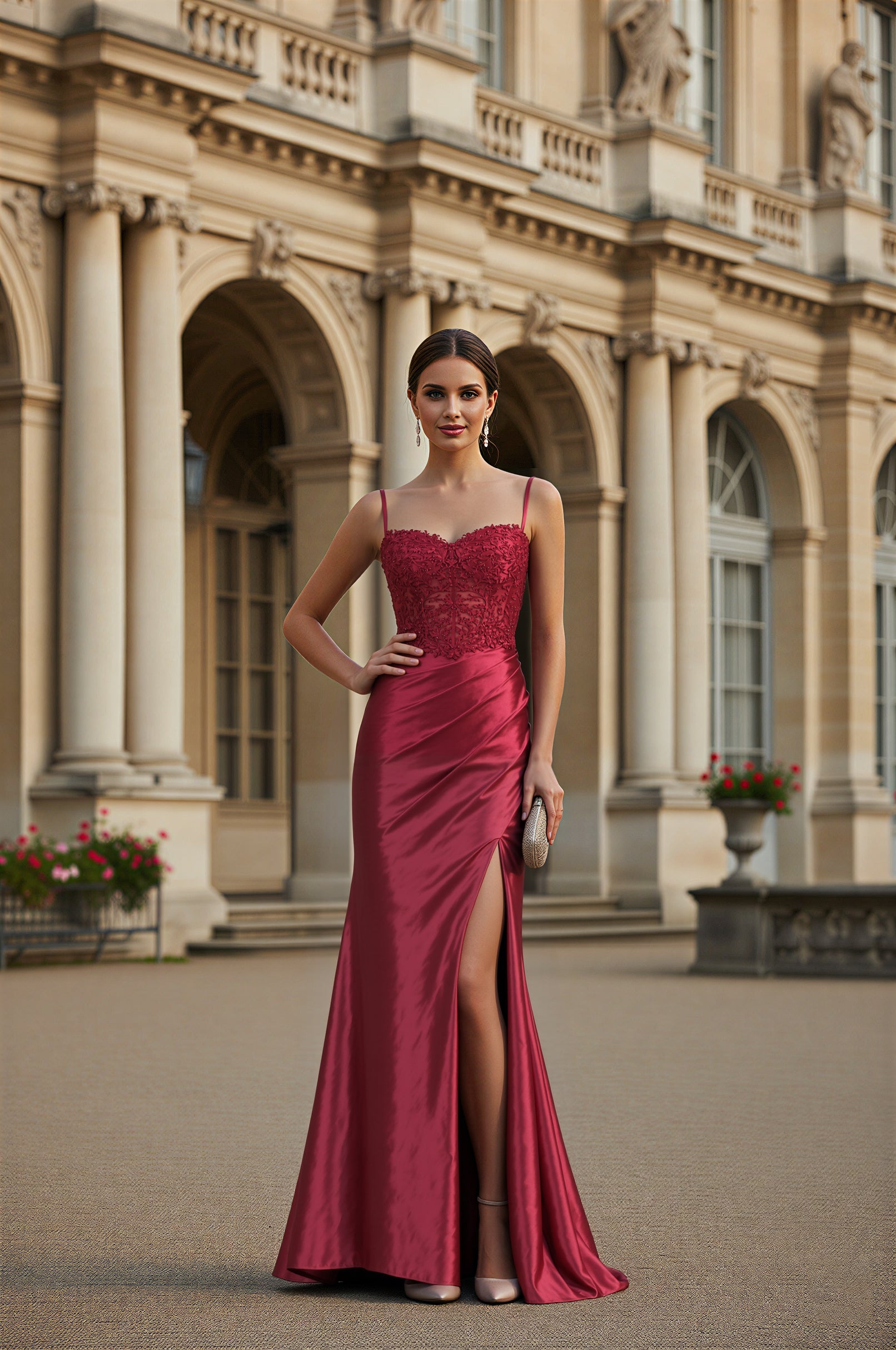 Ruched Satin Mermaid Prom Dress with Sheer Boned Corset TFB 8012 | blissfulprom