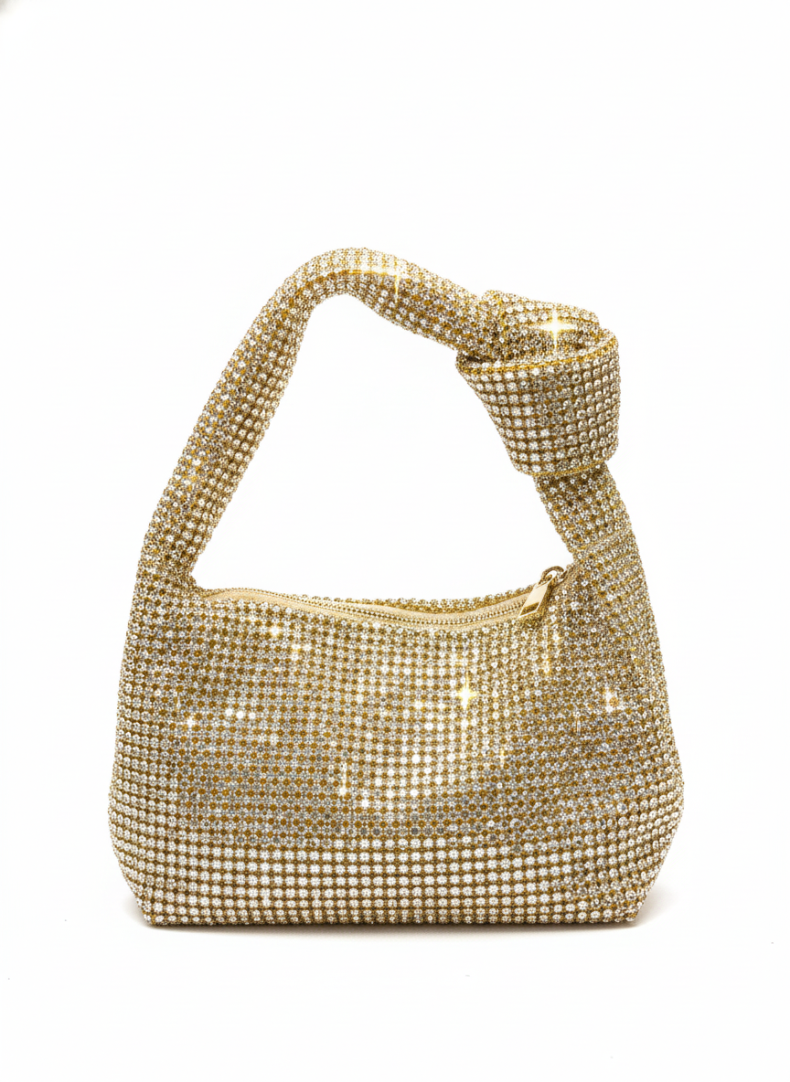 Gold Rhinestone Hobo Bag