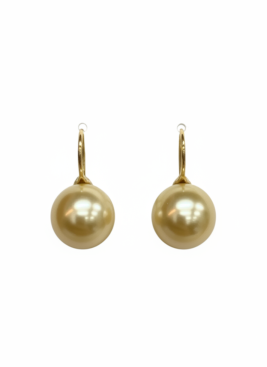 Simple Golden Pearl French Hook Drop Earrings - RM017
