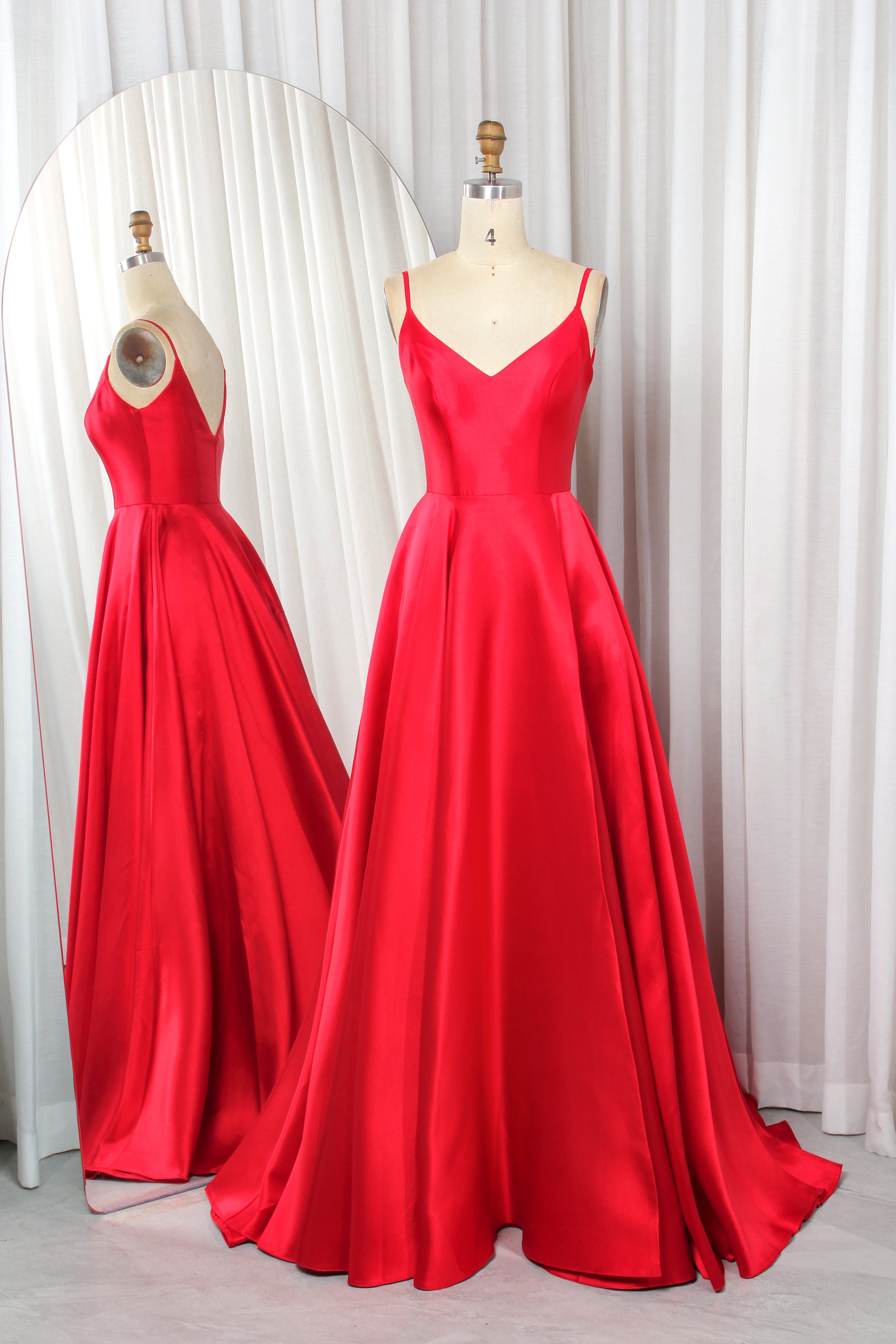 Sculptural Mikado V-Neck A-Line Prom Dress with Deep V-Back - TFB 8048 | blissfulprom