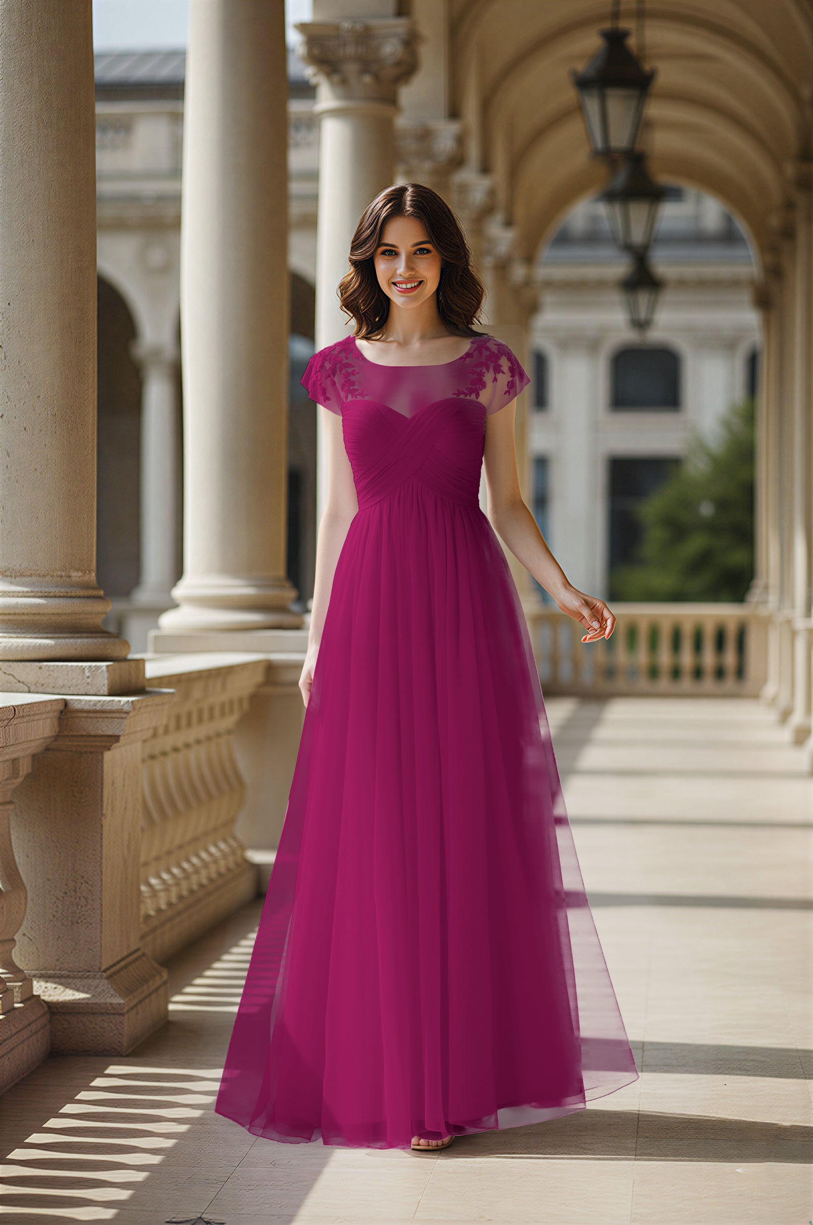 Modern Cut Bridesmaid Dress - Unique Sleeve Detail TFB8070