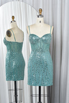 Elegant Sweetheart Sequin Homecoming Dress with Spaghetti Straps-TFB 5013