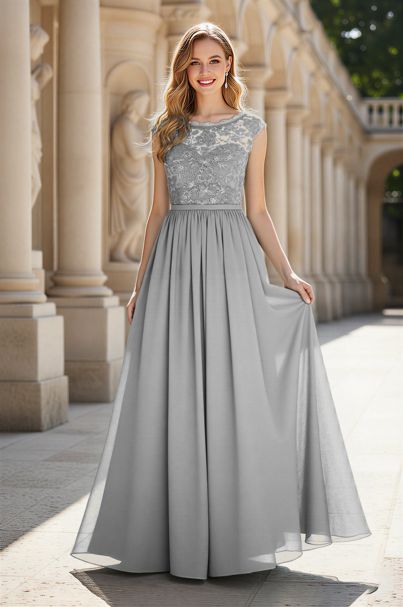 Elegant & Simple Bridesmaid Dress - Round Neck A-Line TFB8072
