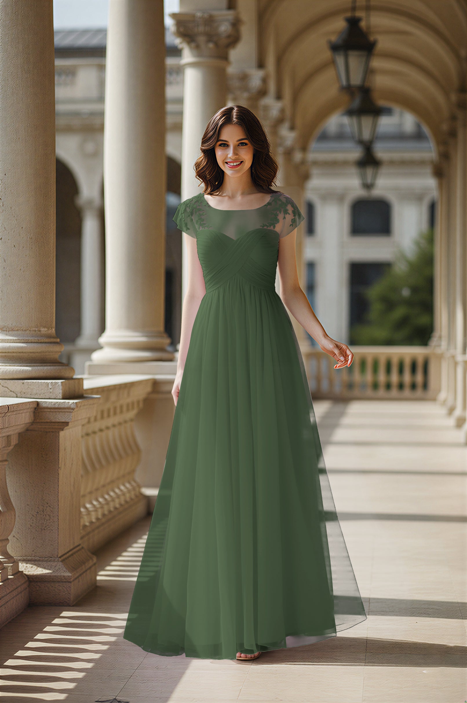 Modern Cut Bridesmaid Dress - Unique Sleeve Detail TFB8070
