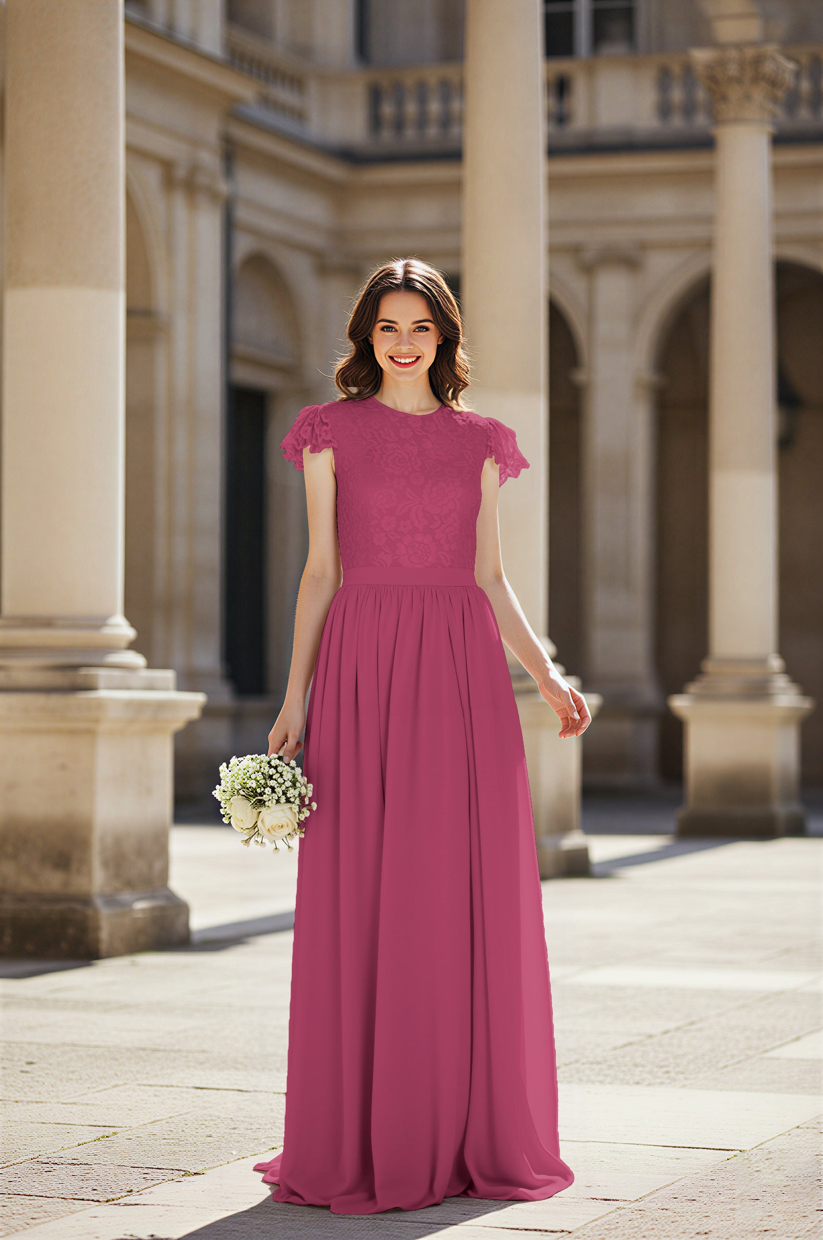 Sweetheart Neckline Bridesmaid Gown - Pleated Waist TFB8065