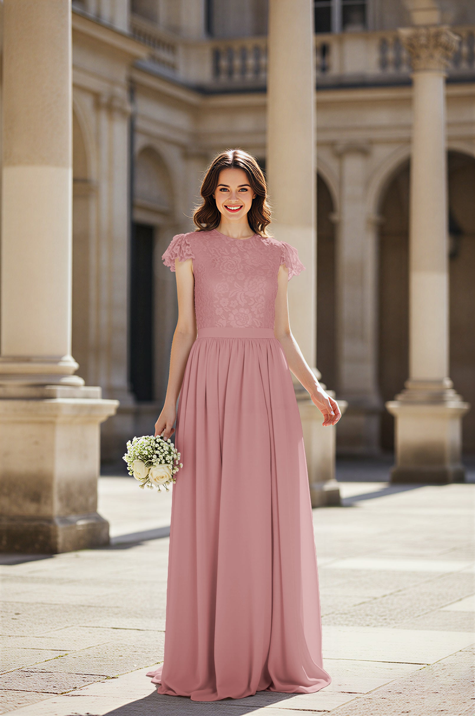 Sweetheart Neckline Bridesmaid Gown - Pleated Waist TFB8065