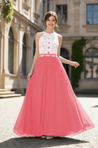 Chic Bridesmaid Dress - Lace Bodice Gown TFB8063