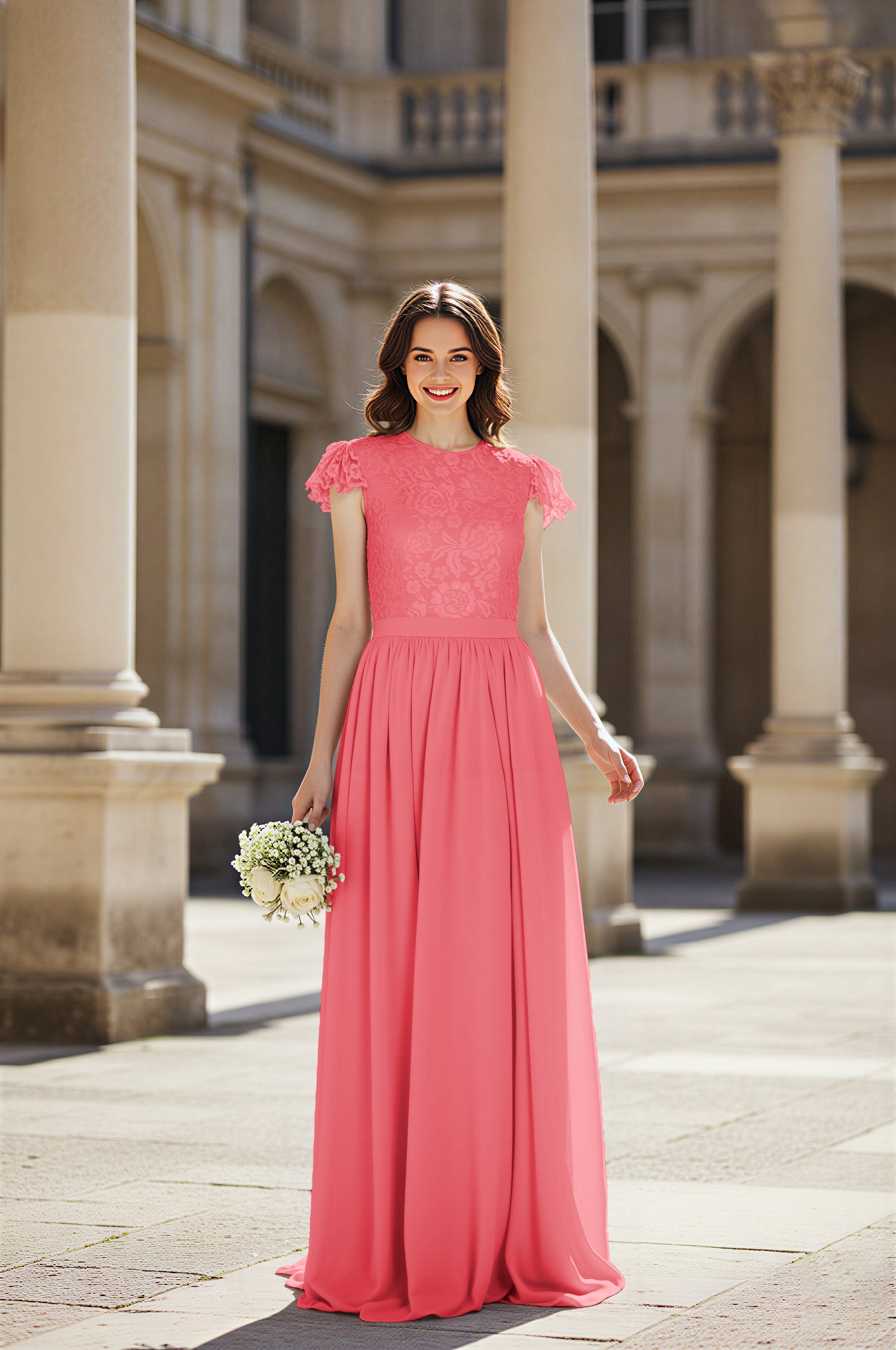 Sweetheart Neckline Bridesmaid Gown - Pleated Waist TFB8065