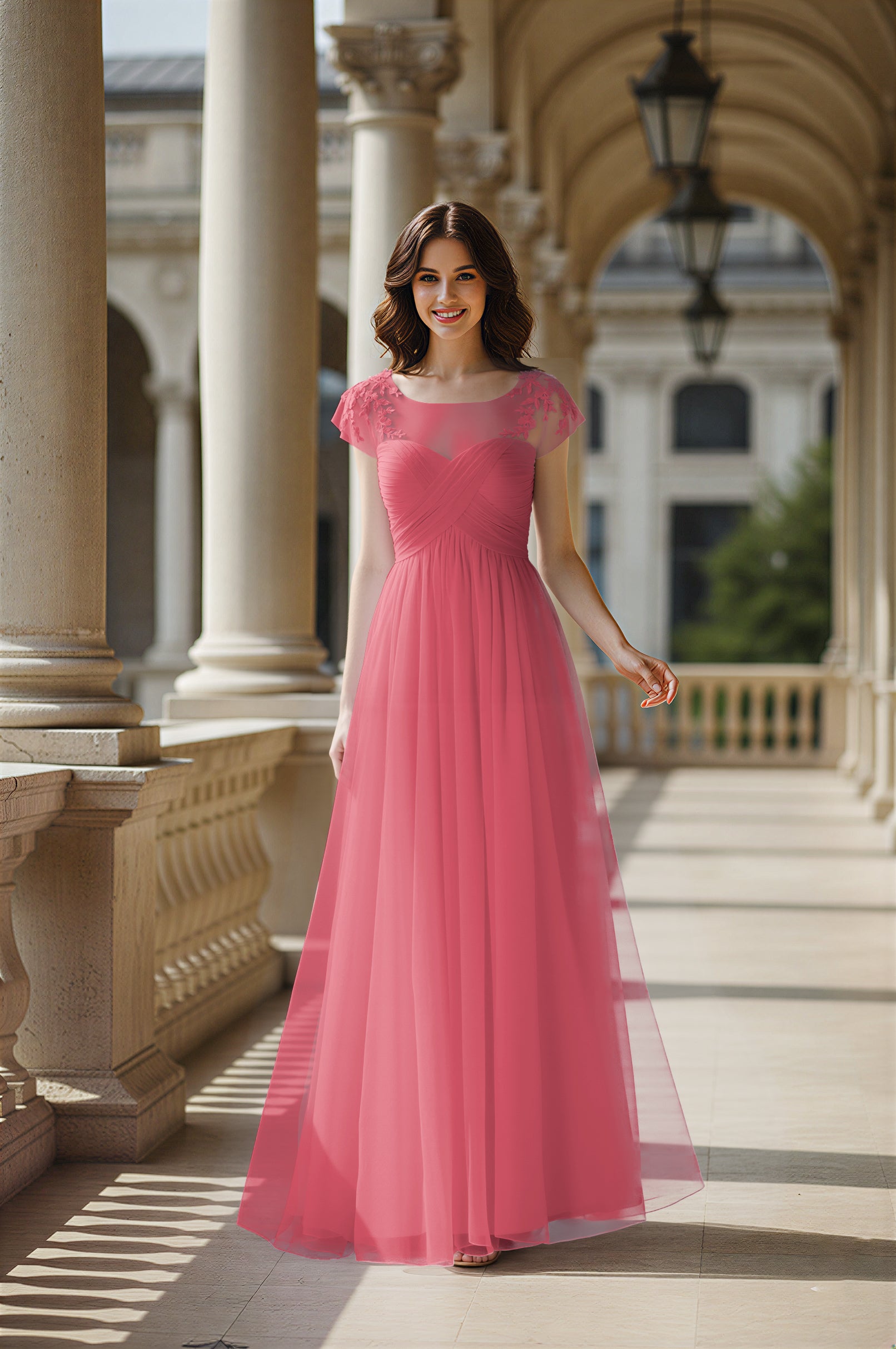 Modern Cut Bridesmaid Dress - Unique Sleeve Detail TFB8070