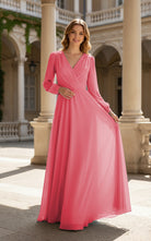 Romantic Bridesmaid Gown - Ruffled Sleeve Design TFB8068