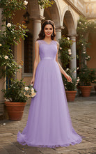 Elegant Bridesmaid Dress - Cap Sleeve Formal Gown TFB8069
