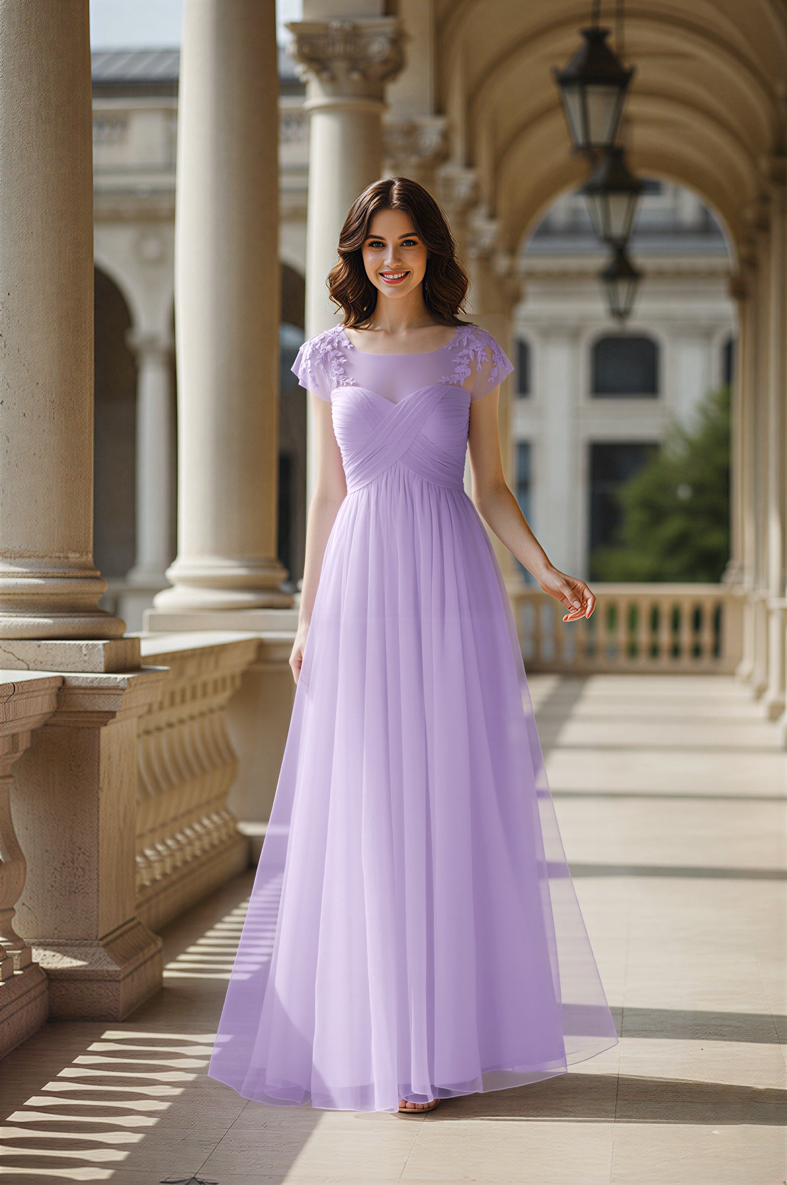 Modern Cut Bridesmaid Dress - Unique Sleeve Detail TFB8070
