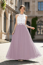 Chic Bridesmaid Dress - Lace Bodice Gown TFB8063