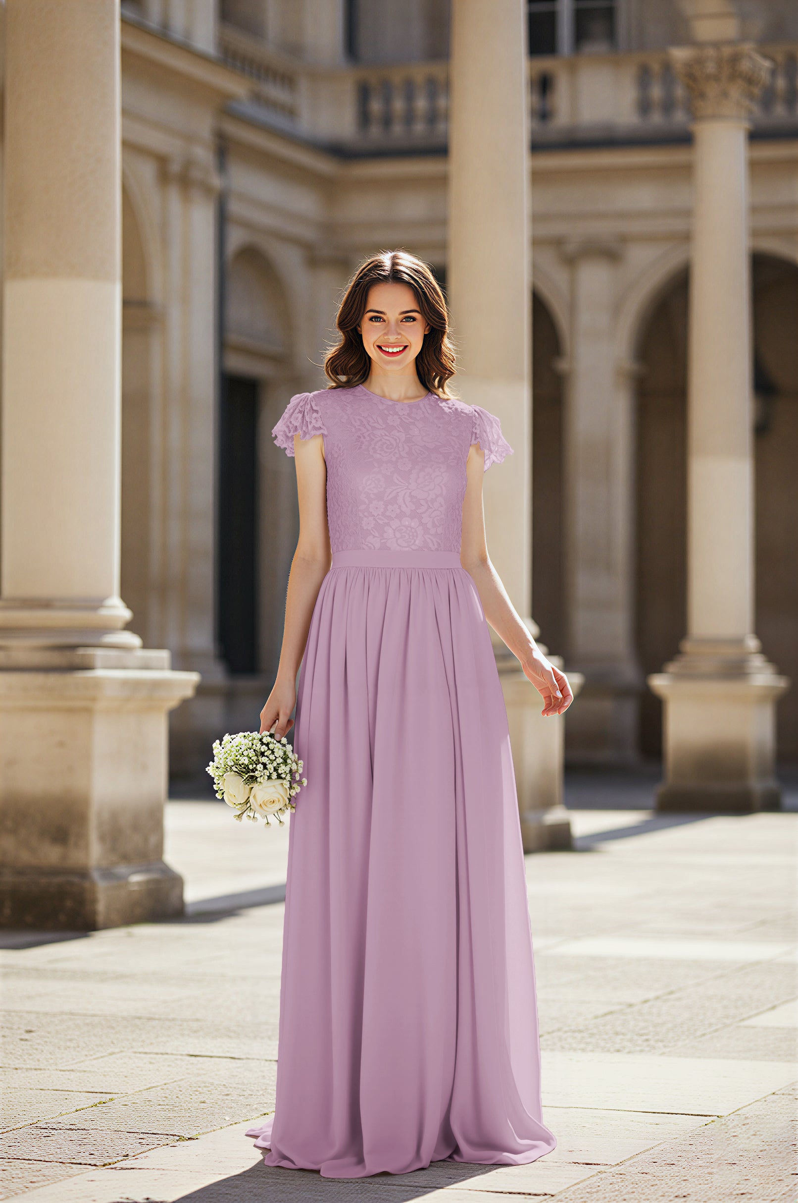 Sweetheart Neckline Bridesmaid Gown - Pleated Waist TFB8065