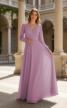 Romantic Bridesmaid Gown - Ruffled Sleeve Design TFB8068