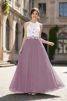Chic Bridesmaid Dress - Lace Bodice Gown TFB8063