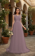 Elegant Bridesmaid Dress - Cap Sleeve Formal Gown TFB8069