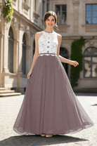 Chic Bridesmaid Dress - Lace Bodice Gown TFB8063
