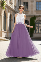 Chic Bridesmaid Dress - Lace Bodice Gown TFB8063